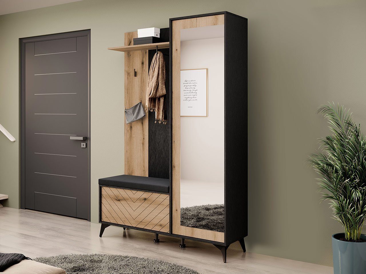 Compleo Garderoben-Set mit Bügelhalter und Spiegel ALICE, Moderne Garderobe günstig online kaufen