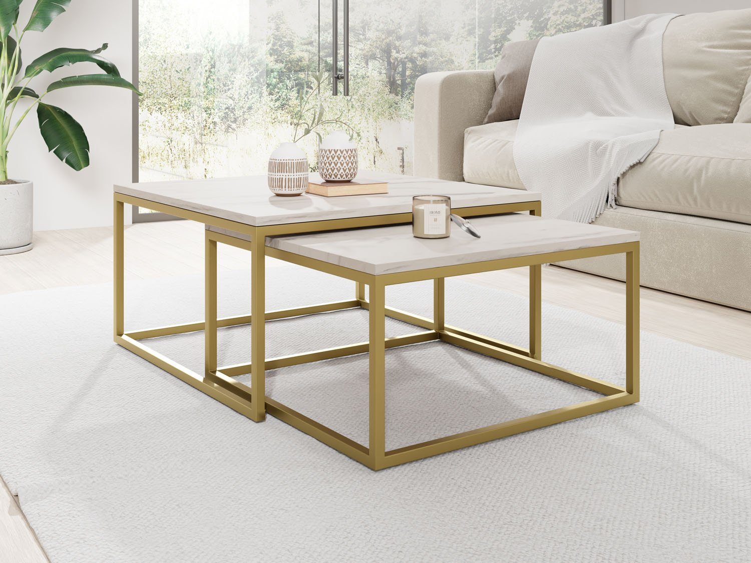 WFL GROUP Couchtisch Vella Gold (Satztisch günstig online kaufen