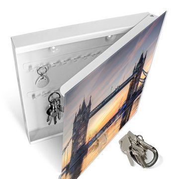 banjado Schlüsselkasten Glas Tower Bridge (Stahl Gehäuse, mit 50 Haken), 30 x 30 x 5 cm