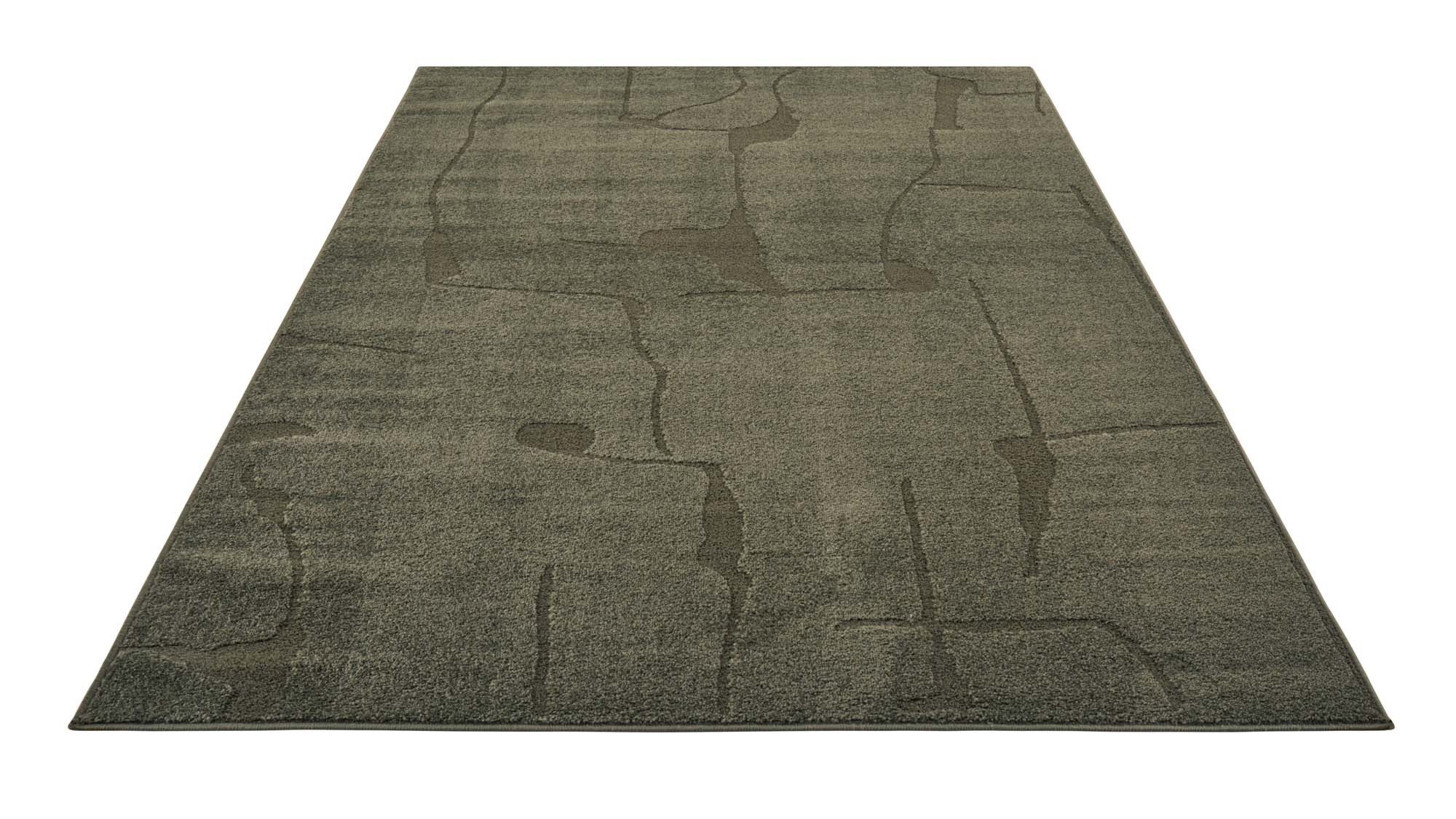 TaraCarpet Teppich Tara Carpet Avalon uni Hoch-Tief-Struktur, rechteckig, Höhe: 13 mm, Wohnzimmer, Schlafzimmer, Esszimmer, Jugendzimmer grün 080x150