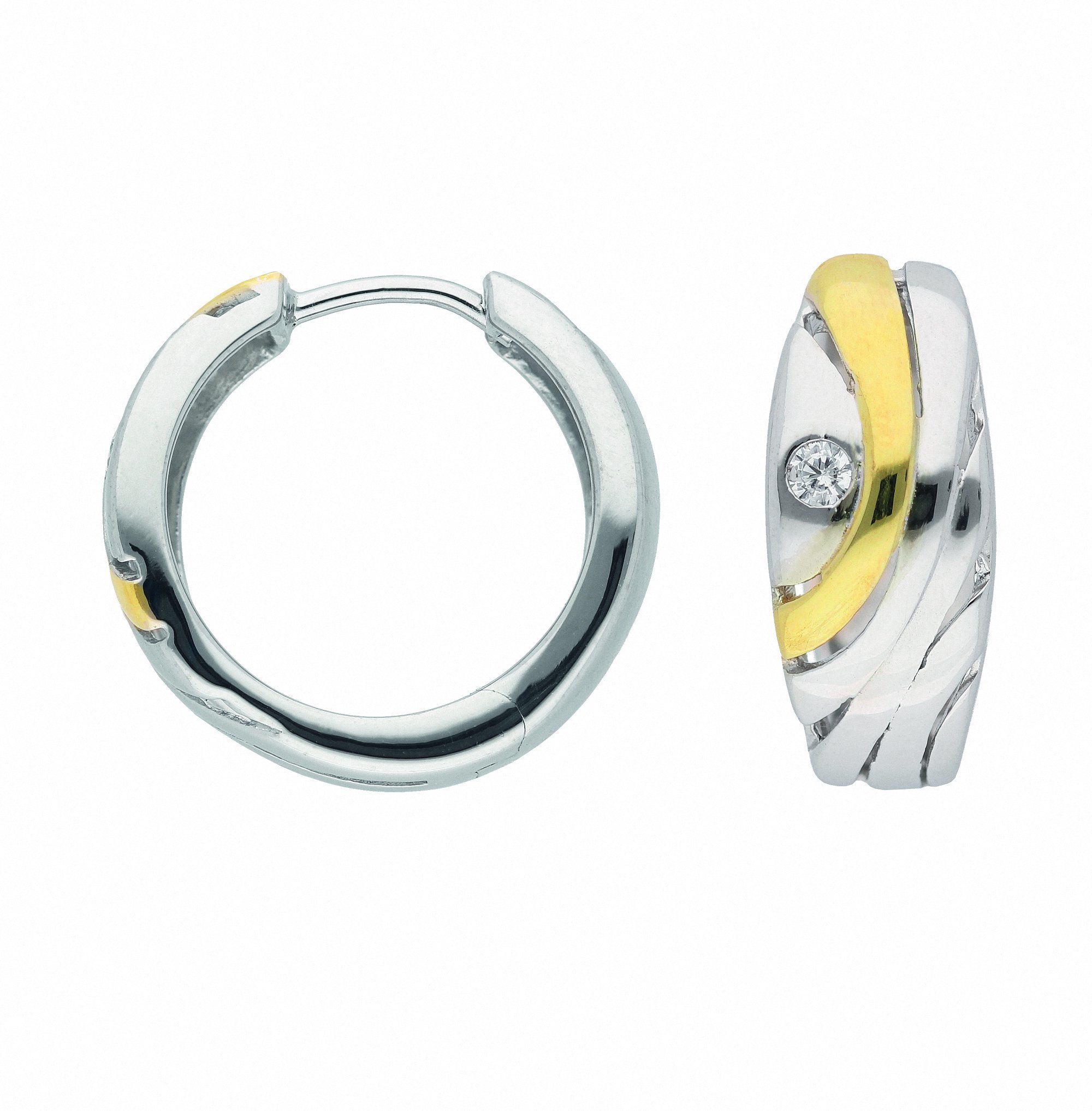 Paar Creolen Damen 925 Silber Ohrringe Creolen mit Zirkonia Ø 16,9 mm