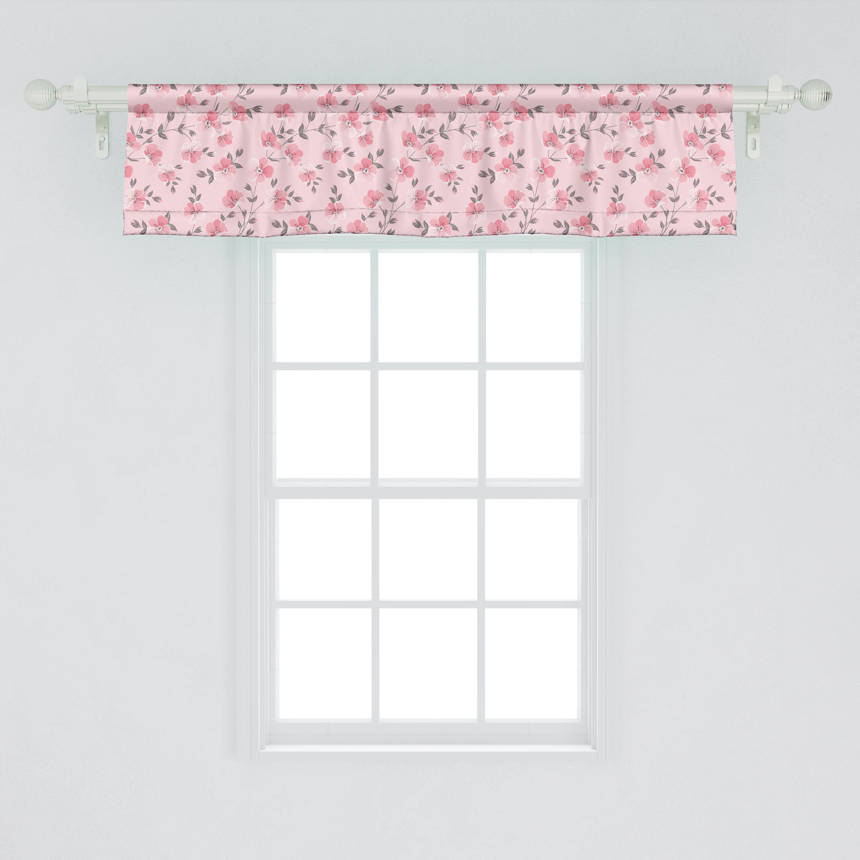 Romantische mit Vorhang Blumen für Küche Dekor Volant Schlafzimmer Linum Blütenblätter Abakuhaus, Microfaser, Stangentasche, Scheibengardine