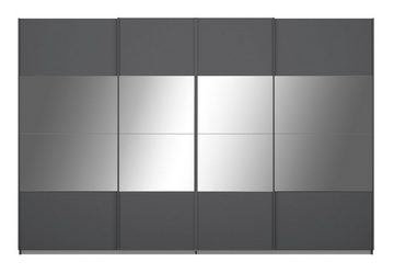 LIV'IN Schwebetürenschrank LAGOS, Grau Metallic, B 316 cm x H 230 cm, 4 Türen, mit Spiegel