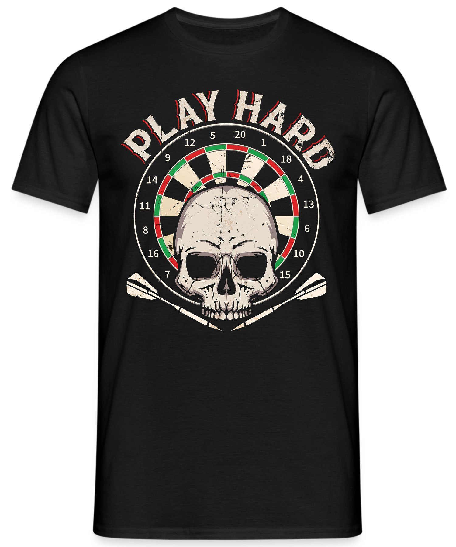 Play Quattro Herren Schwarz Dart Dartspieler - Hard Dartpfeil Kurzarmshirt Dartscheibe T-Shirt Formatee (1-tlg)
