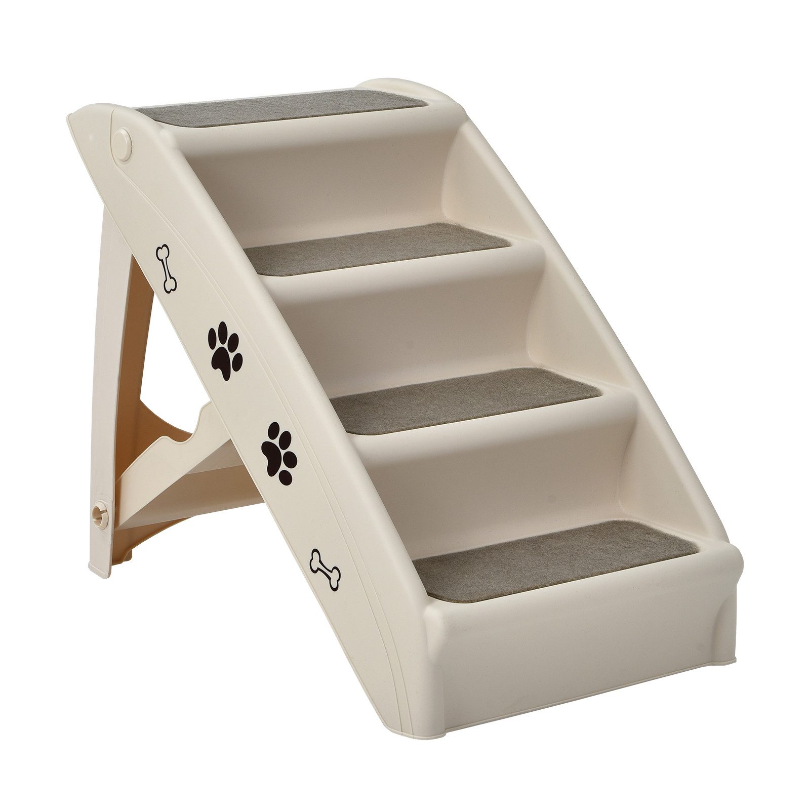 COSTWAY Haustiertreppe, 4-stufige Hundetreppe, Hunderampe, faltbar