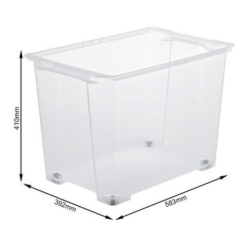 ROTHO Aufbewahrungsbox EVO EASY, Transparent, Kunststoff, mit Rollen, (1 St), Fassungsvermögen 65 Liter