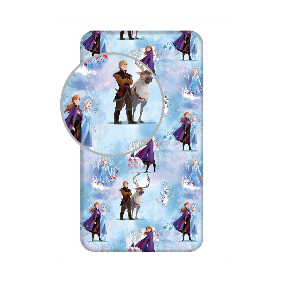 Disney Spannbettlaken Disney Eiskönigin Blue Winter Spannbetttuch 90x200cm, 100% Baumwolle, (1 Stück)