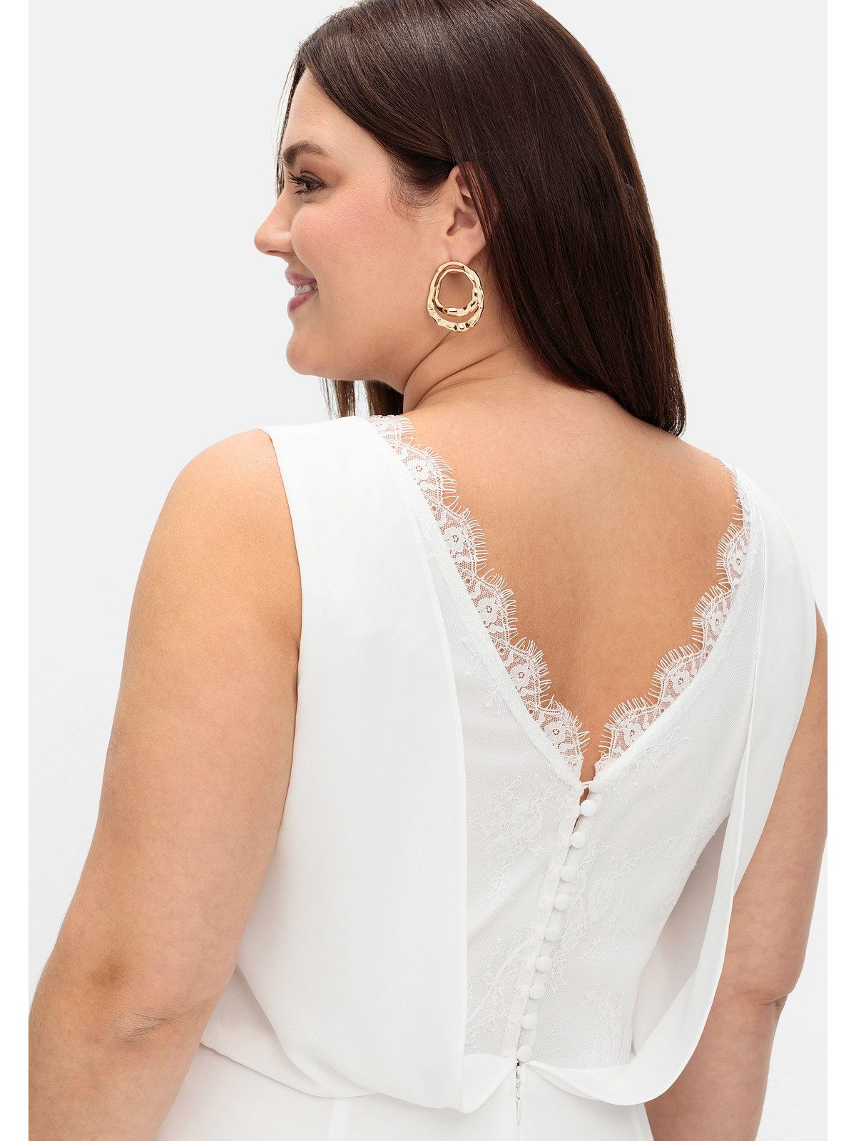 Sheego Abendkleid Große Größen mit floraler Spitze und Chiffon