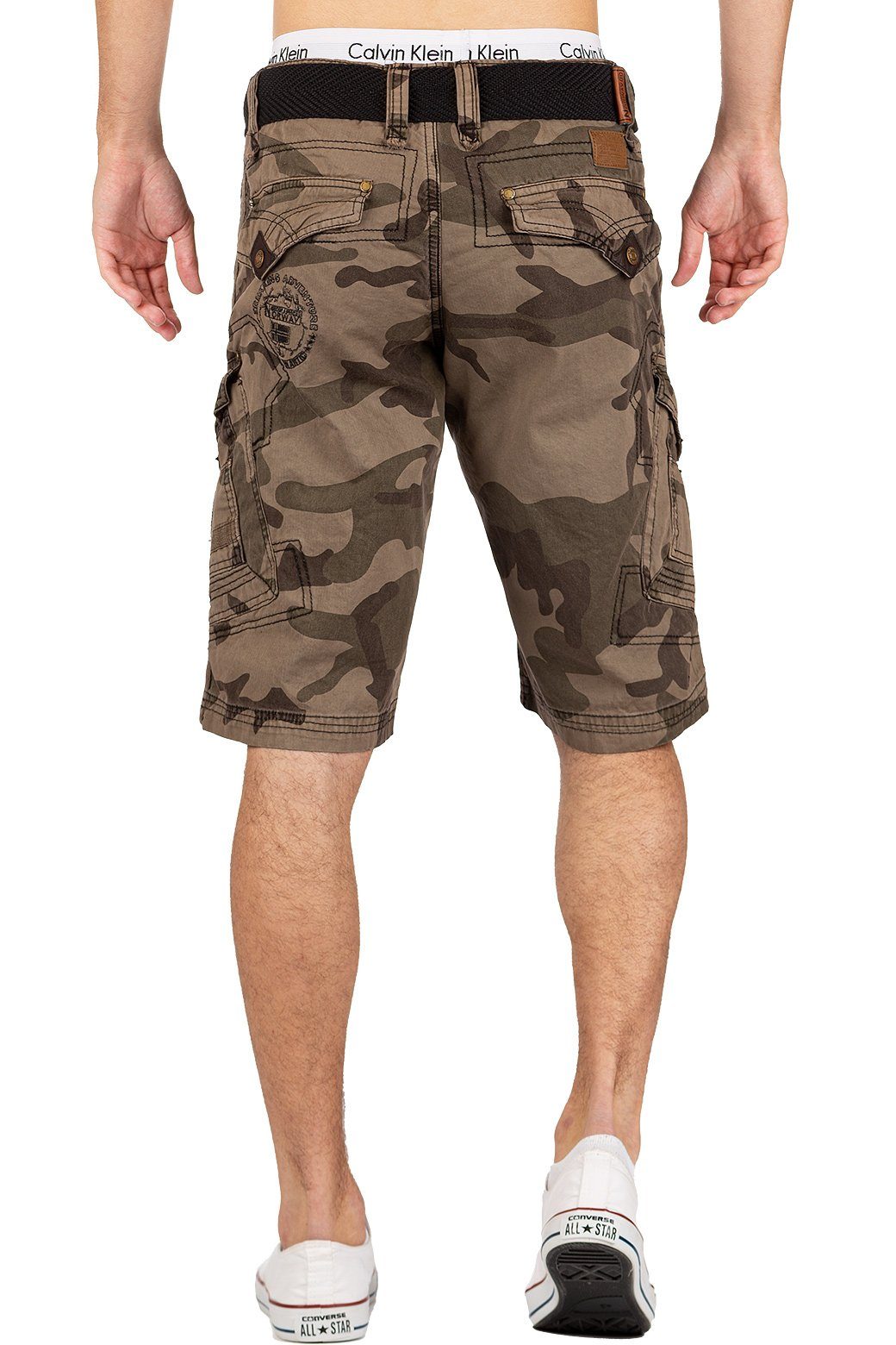 Gürtel inklusive Hose (1-tlg) Herren bapeanut camo Geographical kurze Norway black Cargoshorts