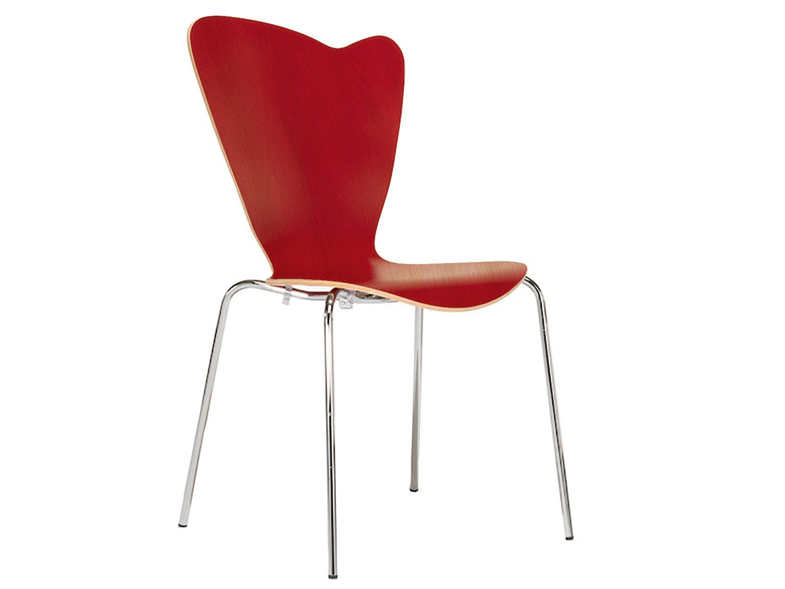 Wartezimmerstuhl, Stapelstuhl, Schalenstuhl Karminrot Gastro Bistro-stuhl ergonomisch-er Mauser Rot Sitzkultur