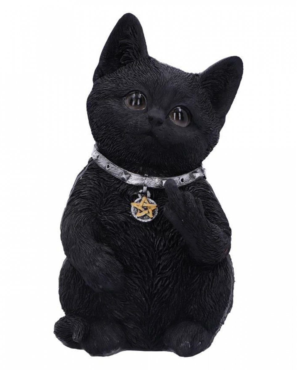 Horror-Shop Dekofigur Freche Cattitude Katze zeigt Mittelfinger als Goth günstig online kaufen