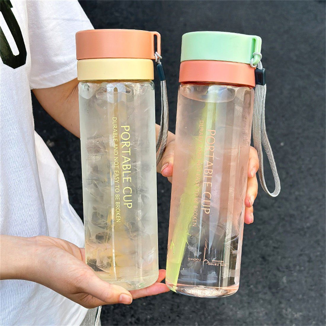 DÖRÖY Trinkflasche orange tragbarer 800ml Sommer-Sport-Wasserflasche, Outdoor-Wasserbecher