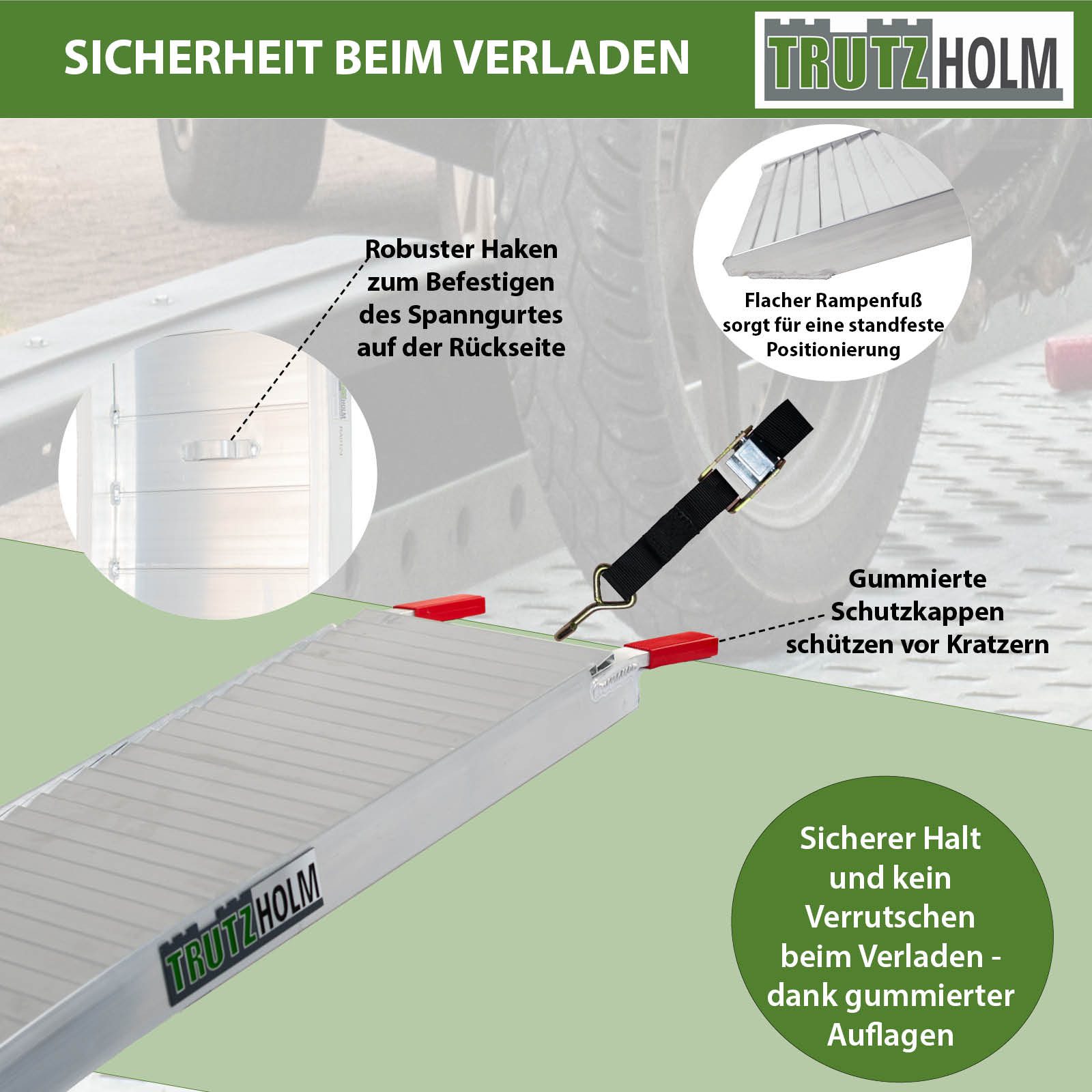 TRUTZHOLM Auffahrrampe Alu 205cm 680kg Tragkraft klappbar rutschhemmend gerillt Verladerampen (Set, 2-St., 2er Set), 21430