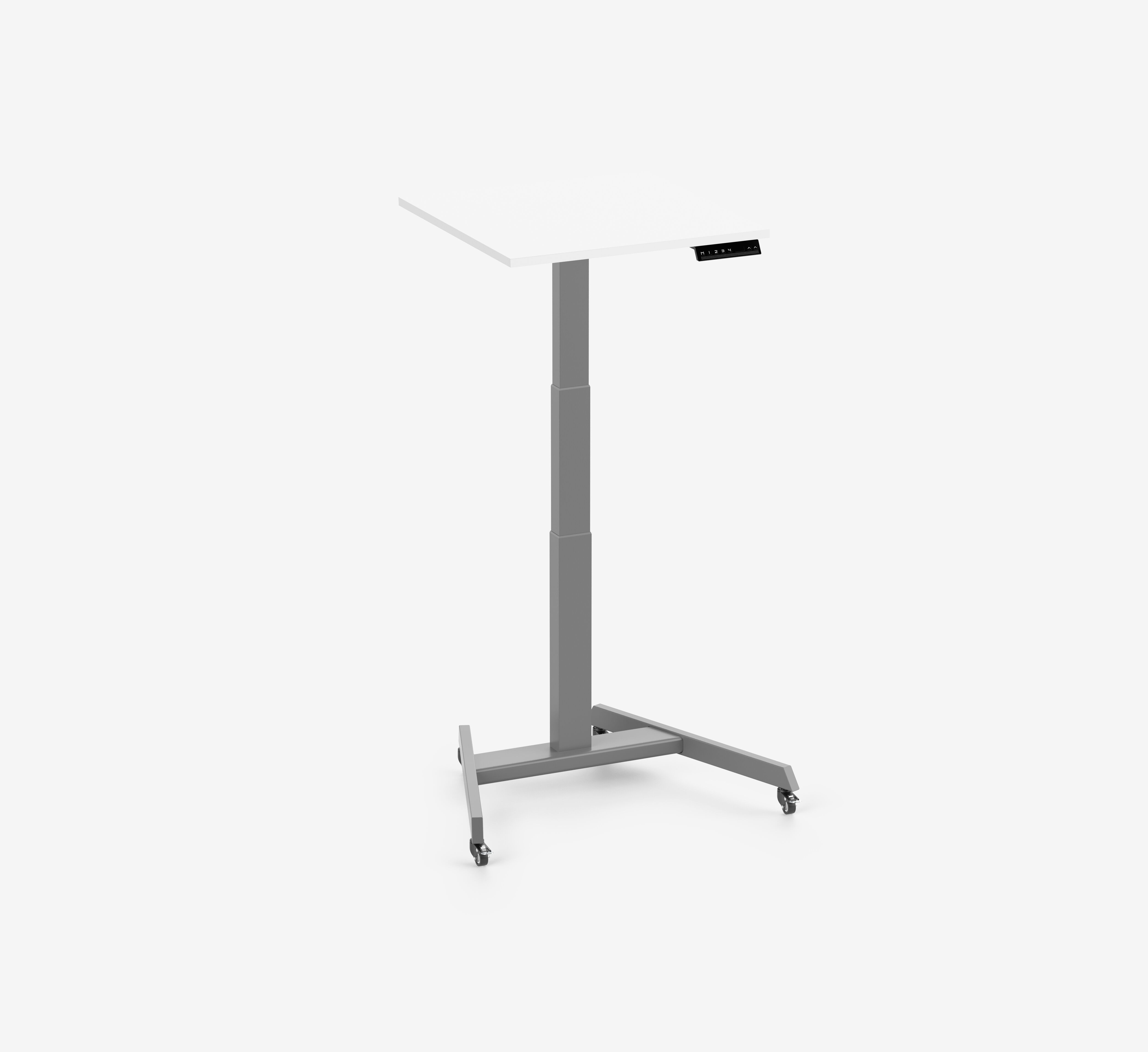 Ergolutions Schreibtisch FOKUS Single elektrisch höhenverstellbarer Schreibtisch, 80 kg Traglast / 3-Fach-Memory / Rollen / USB-A / Kollisionsschutz