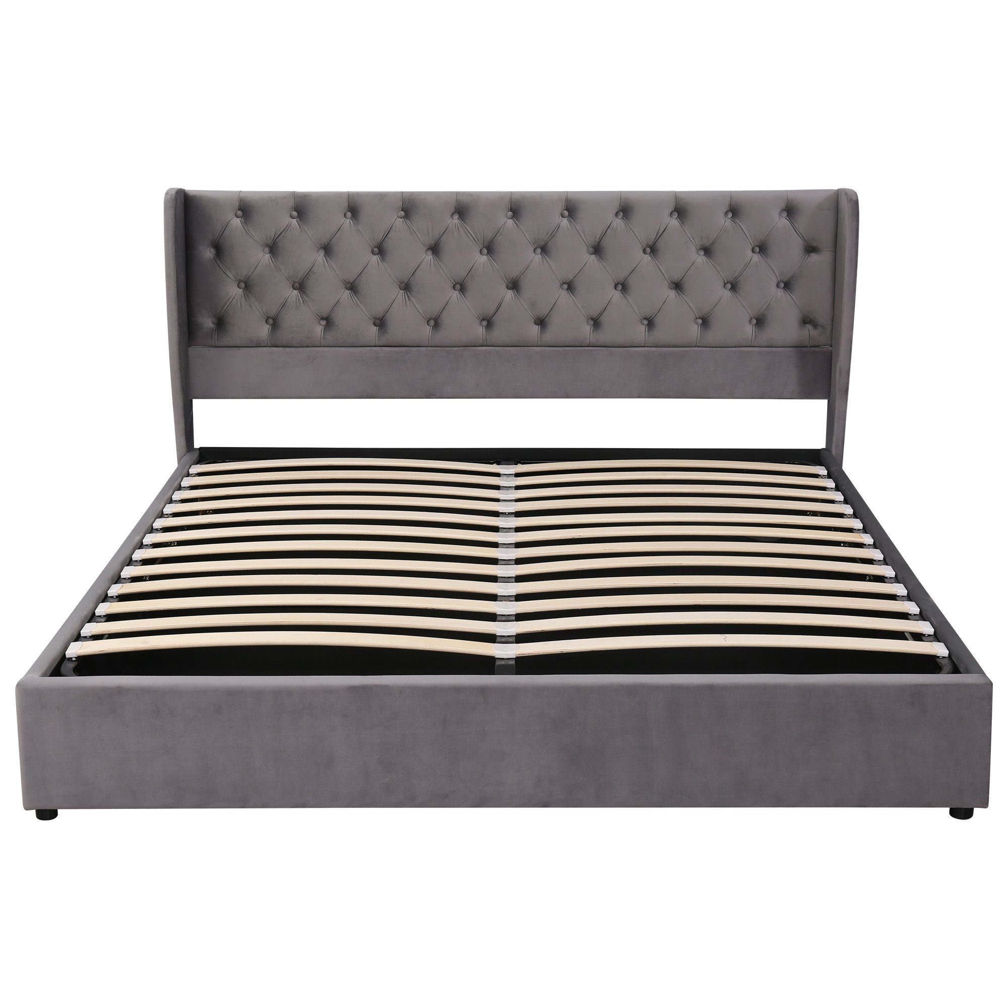 Boxspringbett (Doppelbett Funktionsbett mit Bettkasten und Lattenrost), Polsterbett 180x200 cm Hydraulisches Bett, Samt, Gepolstertes Kopfteil
