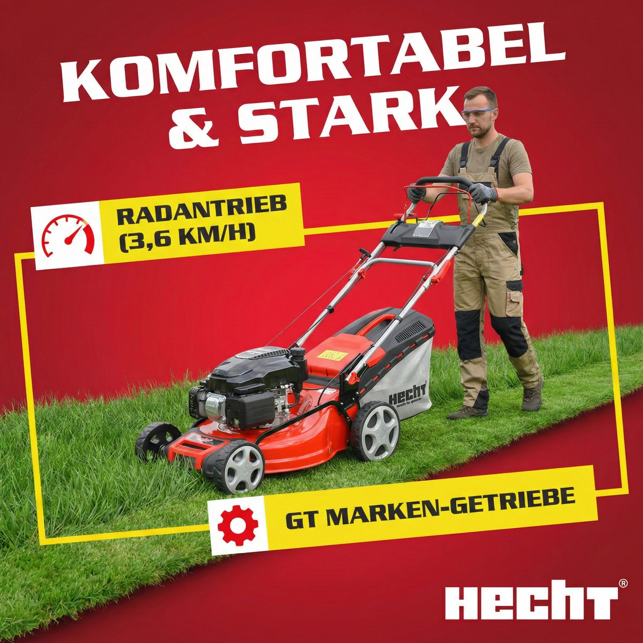 Hecht Benzinrasenmäher 554 SXE 5in1 mit Radantrieb Elektrostart, 53 cm Schnittbreite, Mulchkit, 6,5 PS – Bild 4 von 5