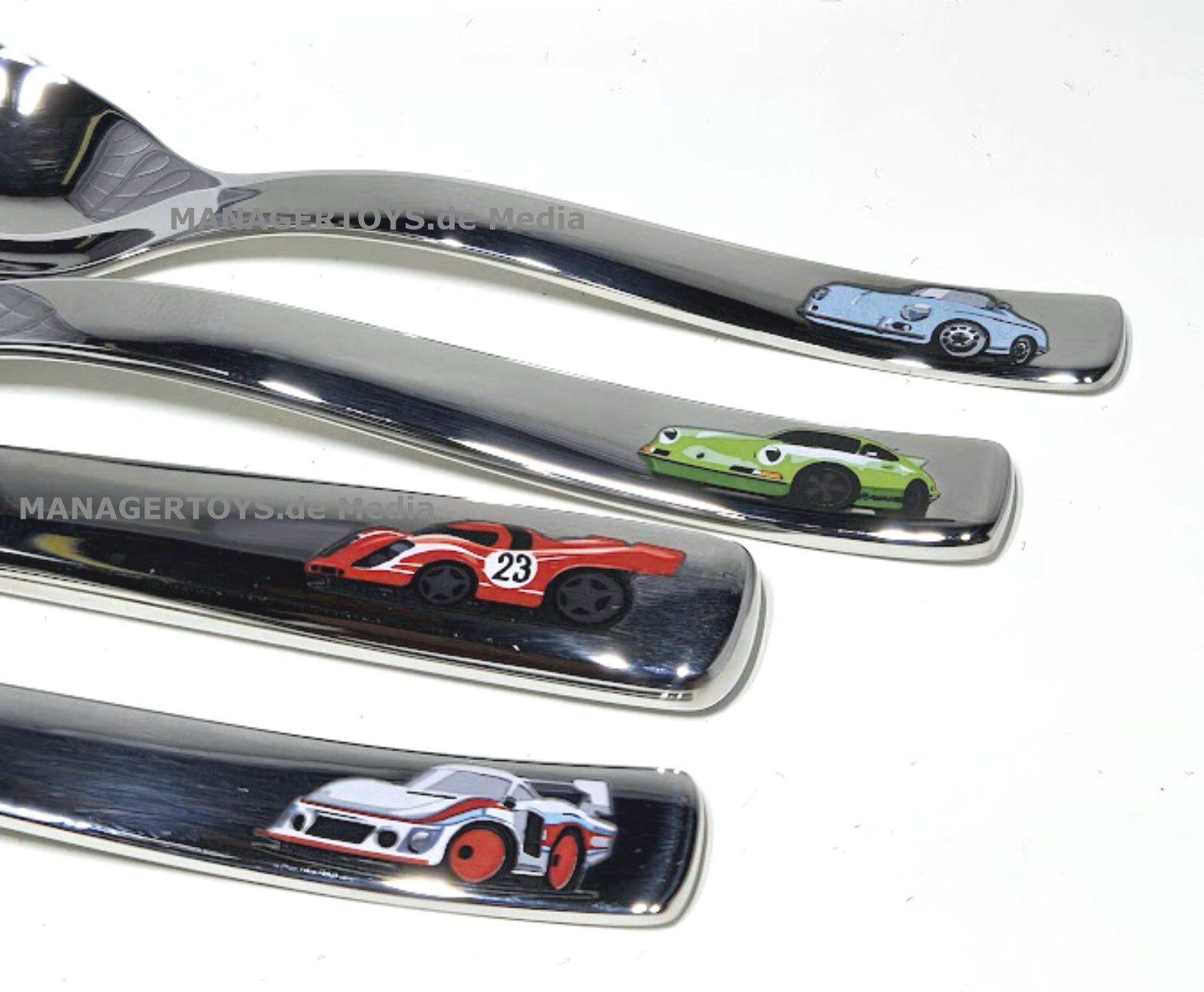 Porsche Kinderbesteck 4-teilig WMF Cromargan Porsche 356 911 RS 917 935 Besteck, 1 Personen