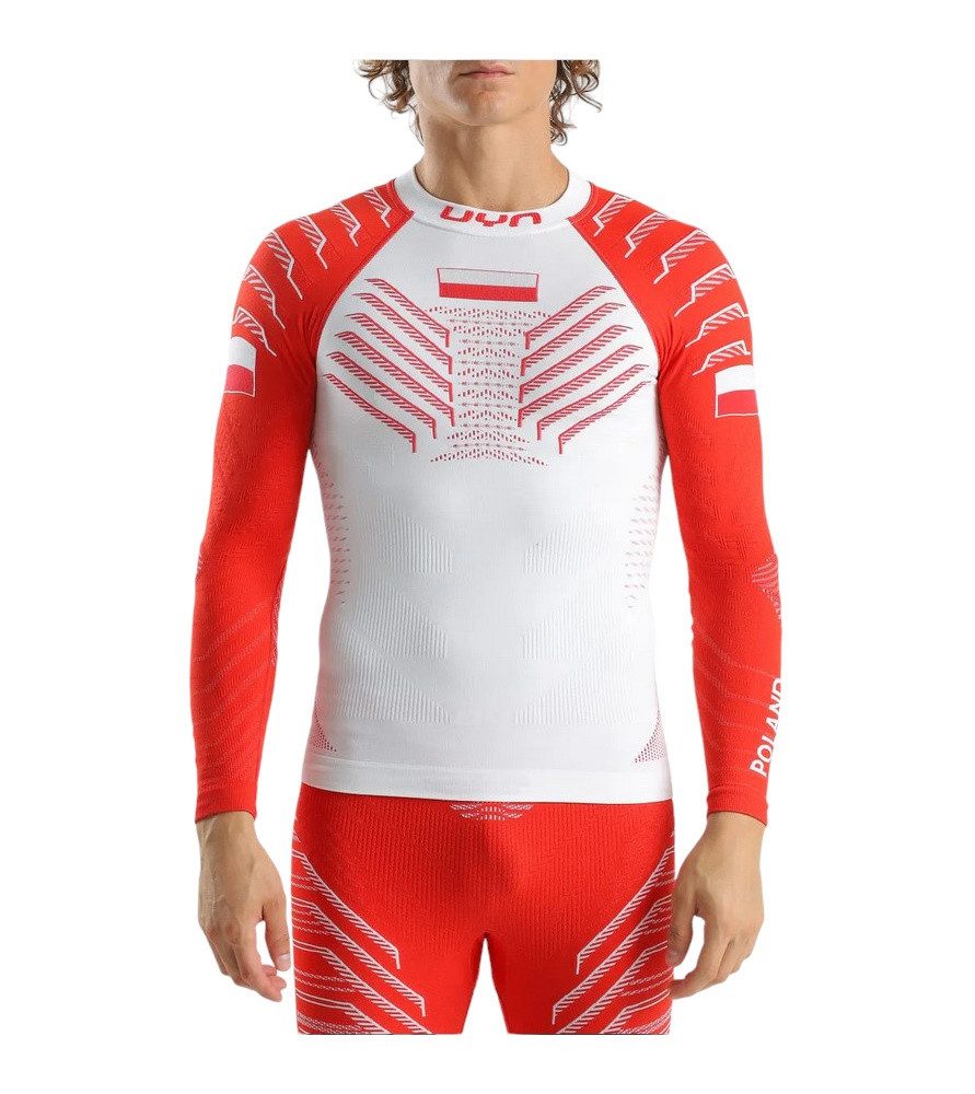 UYN Langarmshirt Natyon 3.0 Polen/Poland Turtle Neck enganliegend Unterwäsche weiss/rot
