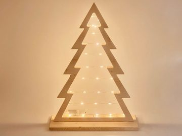 Kahyko Dekobaum, Weihnachtsbaum aus Holz mit LED Beleuchtung/Timer - Tannenbaum aus Holz