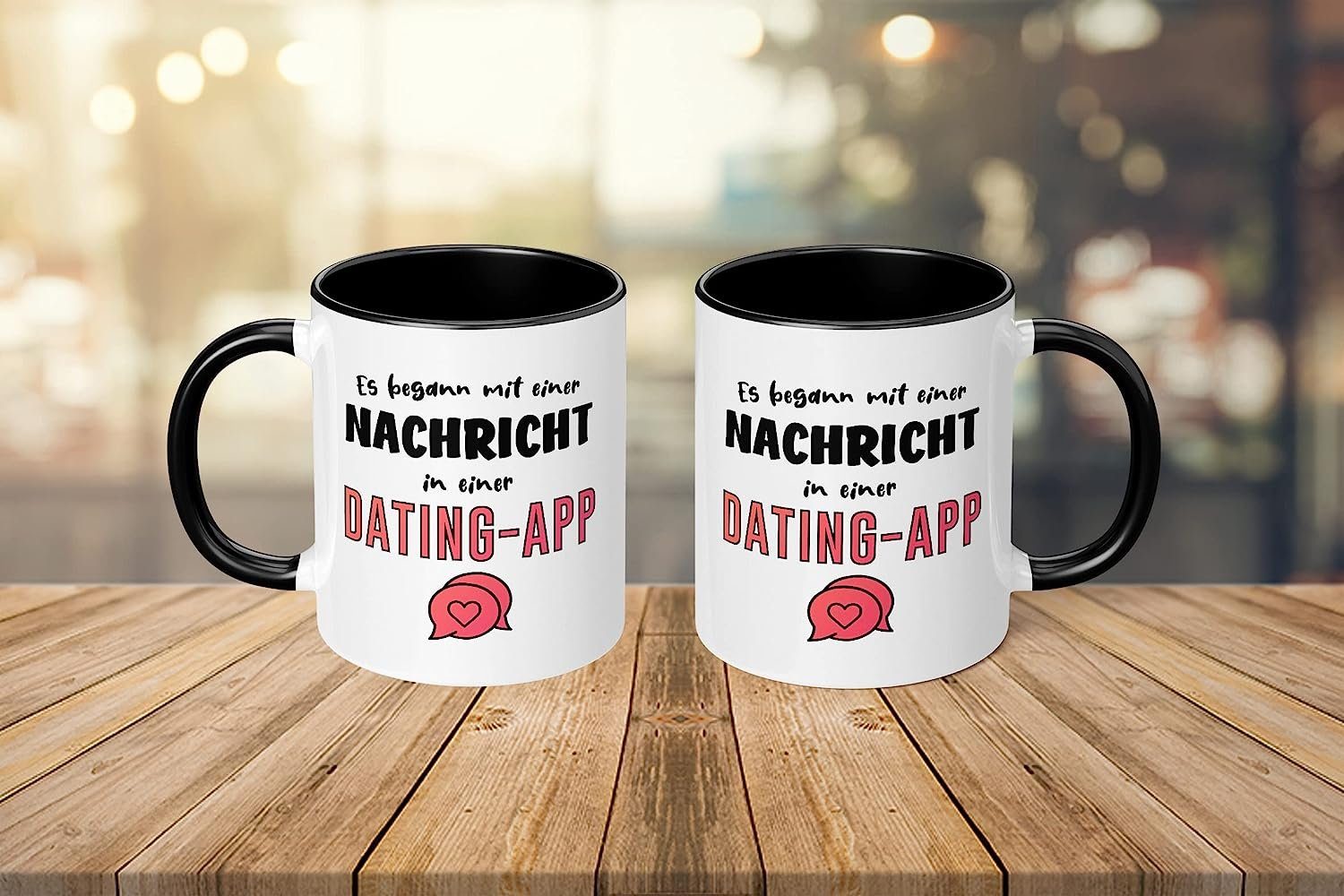 Nachricht - Tasse Schwarz - einer TassenTicker TASSENTICKER begann mit Es 330ml App, Dating