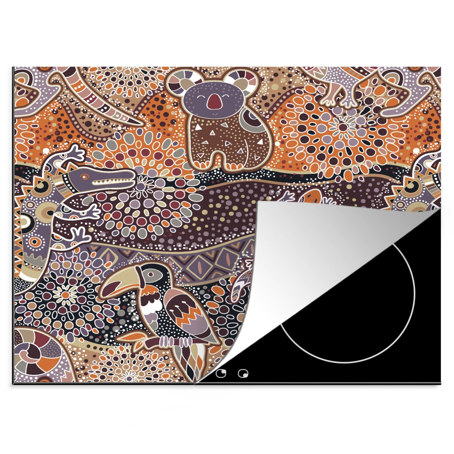 MuchoWow Herdblende-/Abdeckplatte Muster - Koala - Tiere - Australien, Vinyl, (1 tlg), 60x52 cm, Mobile Arbeitsfläche nutzbar, Ceranfeldabdeckung
