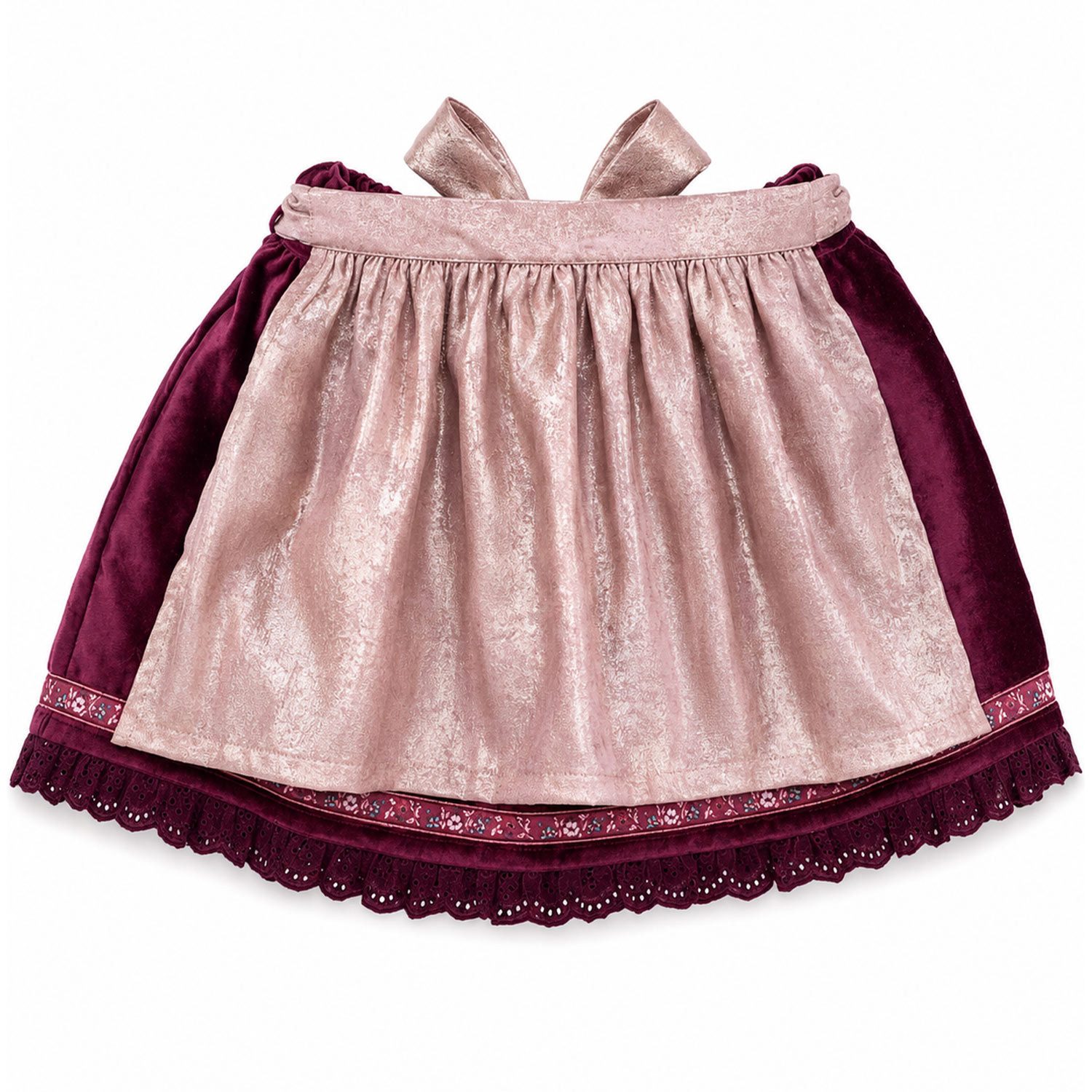 BONDI Trachtenrock Mädchen Samtrock mit Schürze 26104, Blueberry
