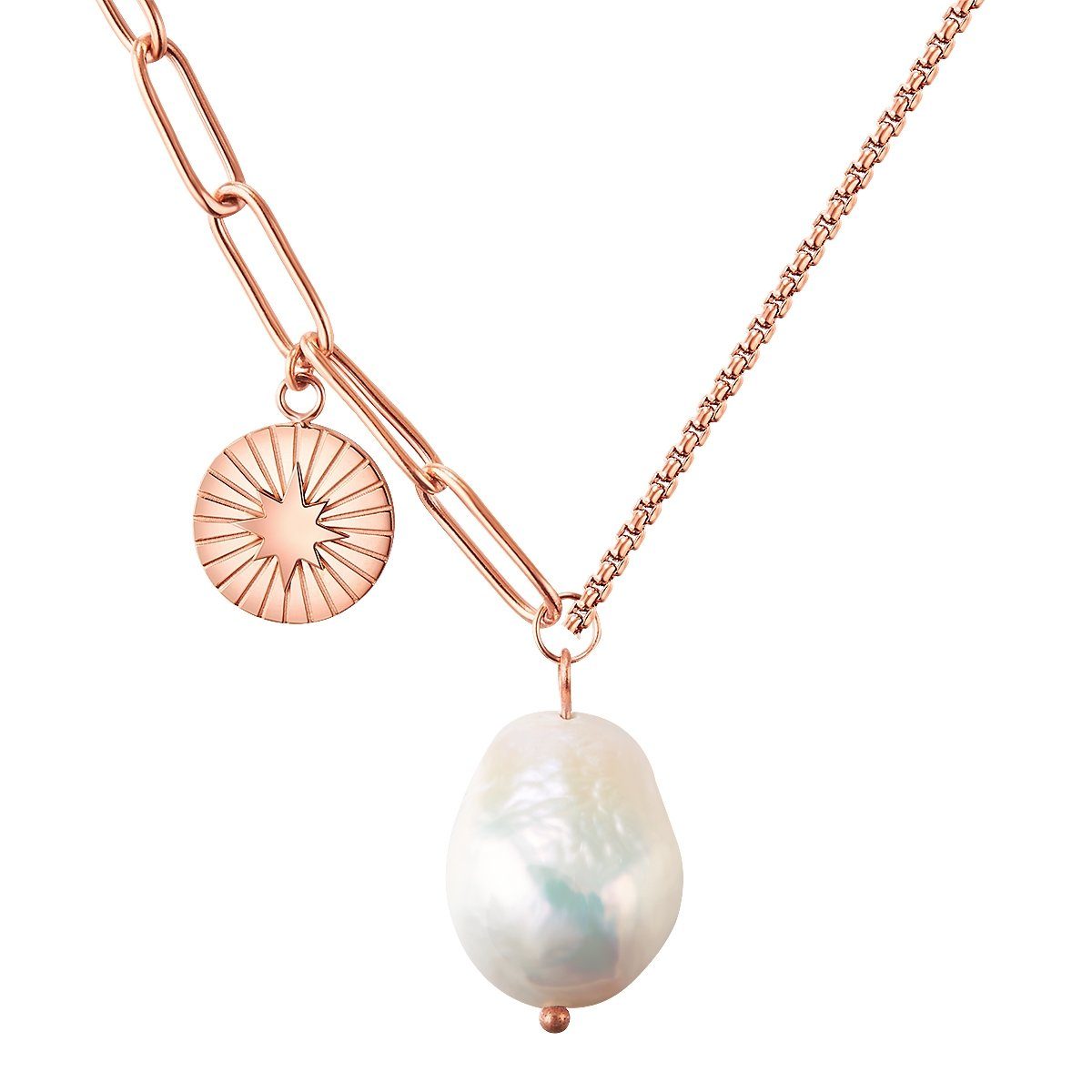 Valero Pearls Edelstahlkette roségold, mit Süßwasser-Zuchtperle