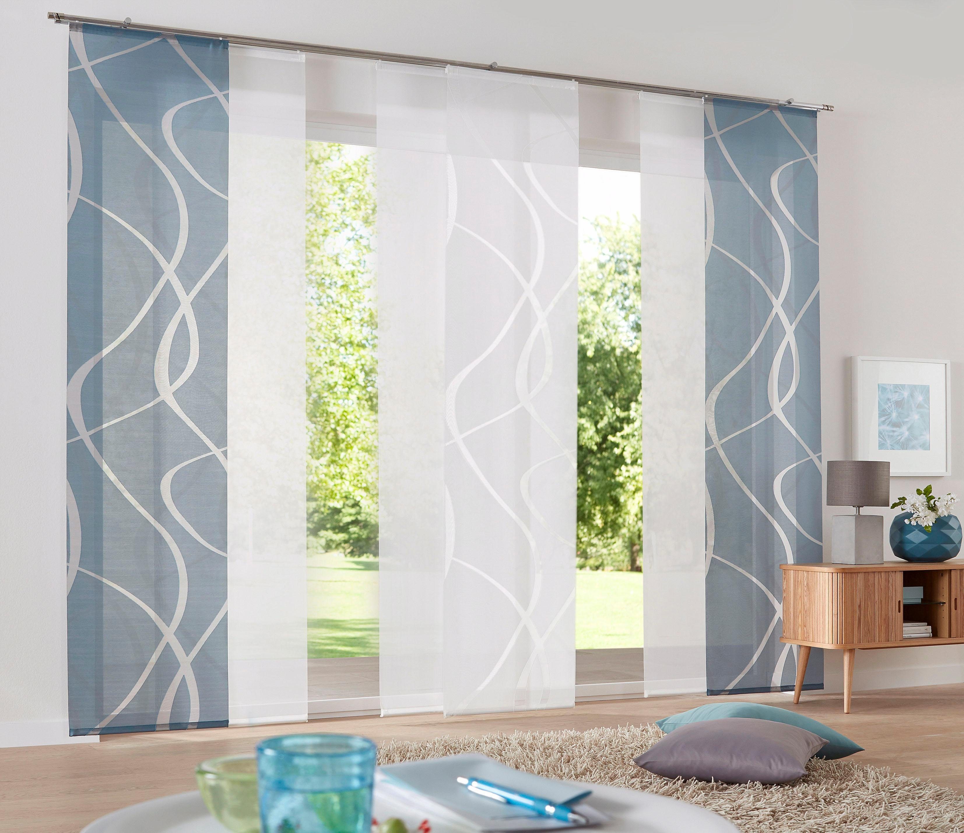 Neutex for you! Schiebegardine Rumbek (1 St), Klettband, halbtransparent, Scherli, inkl. Befestigungszubehör, Breite: 57 cm