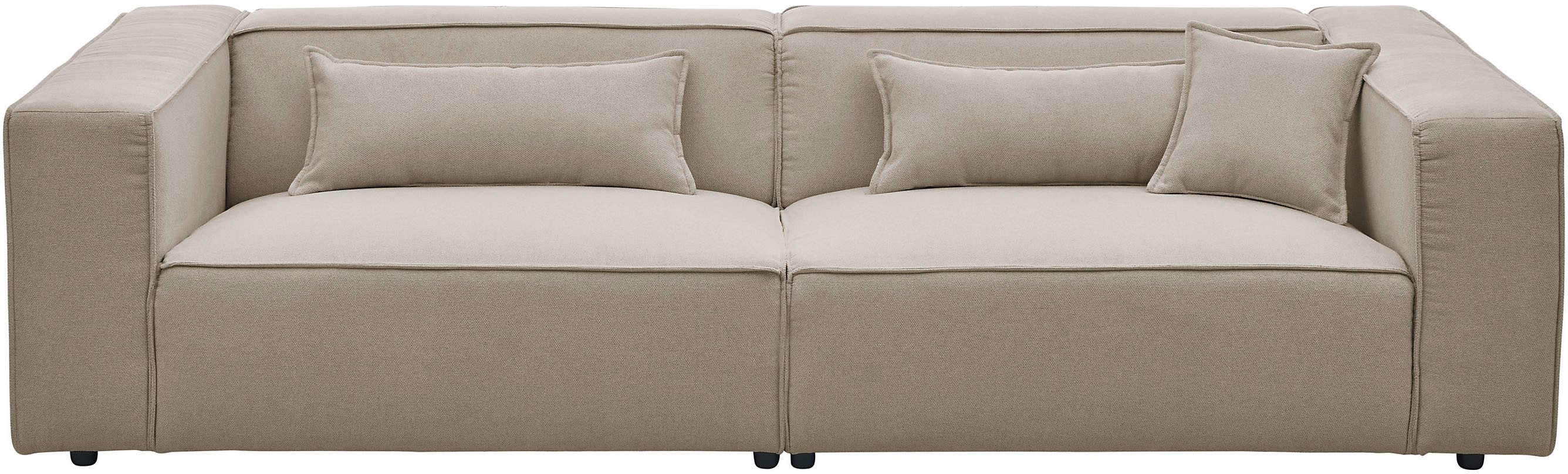 LeGer Home by Lena Gercke 3-Sitzer PIARA, Struktur, Couch mit Kedernaht, schwarze Füße, bequemer Sitzkomfort