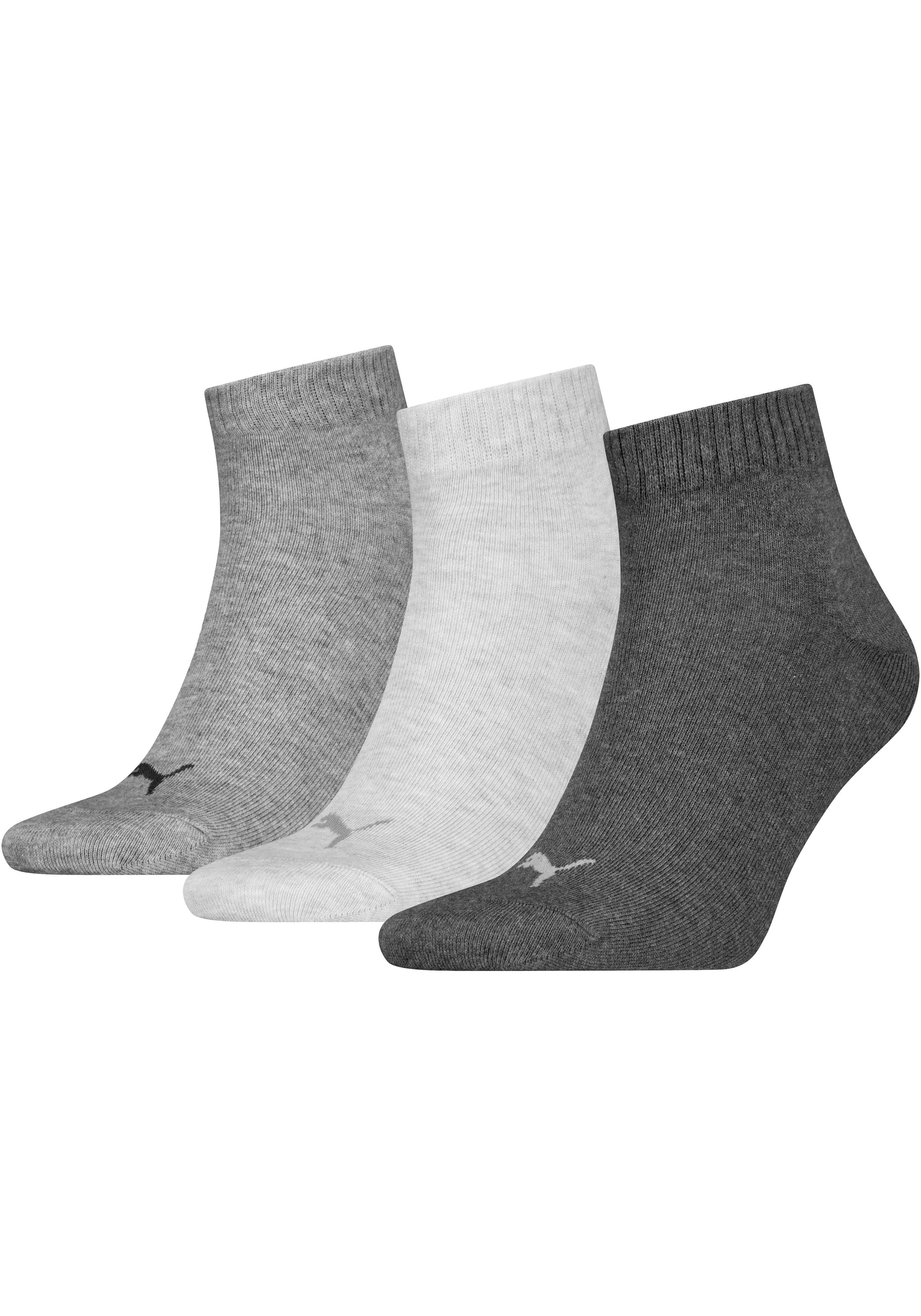PUMA Kurzsocken PUMA UNISEX QUARTER PLAIN 3P (3 Paar) Atmungsaktiv, Rippenbündchen, weiche Baumwollmischung