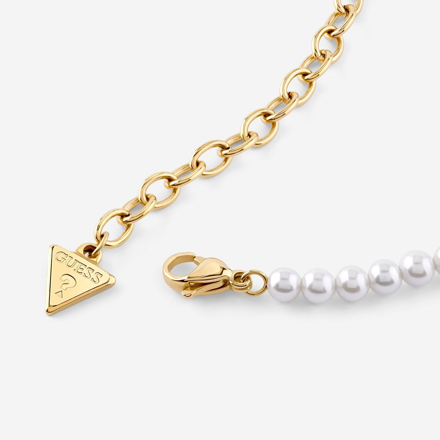 Guess Herzkette JUBN06090JWYGT/U, für Damen-Perlenkette Herz Choker Goldfarben
