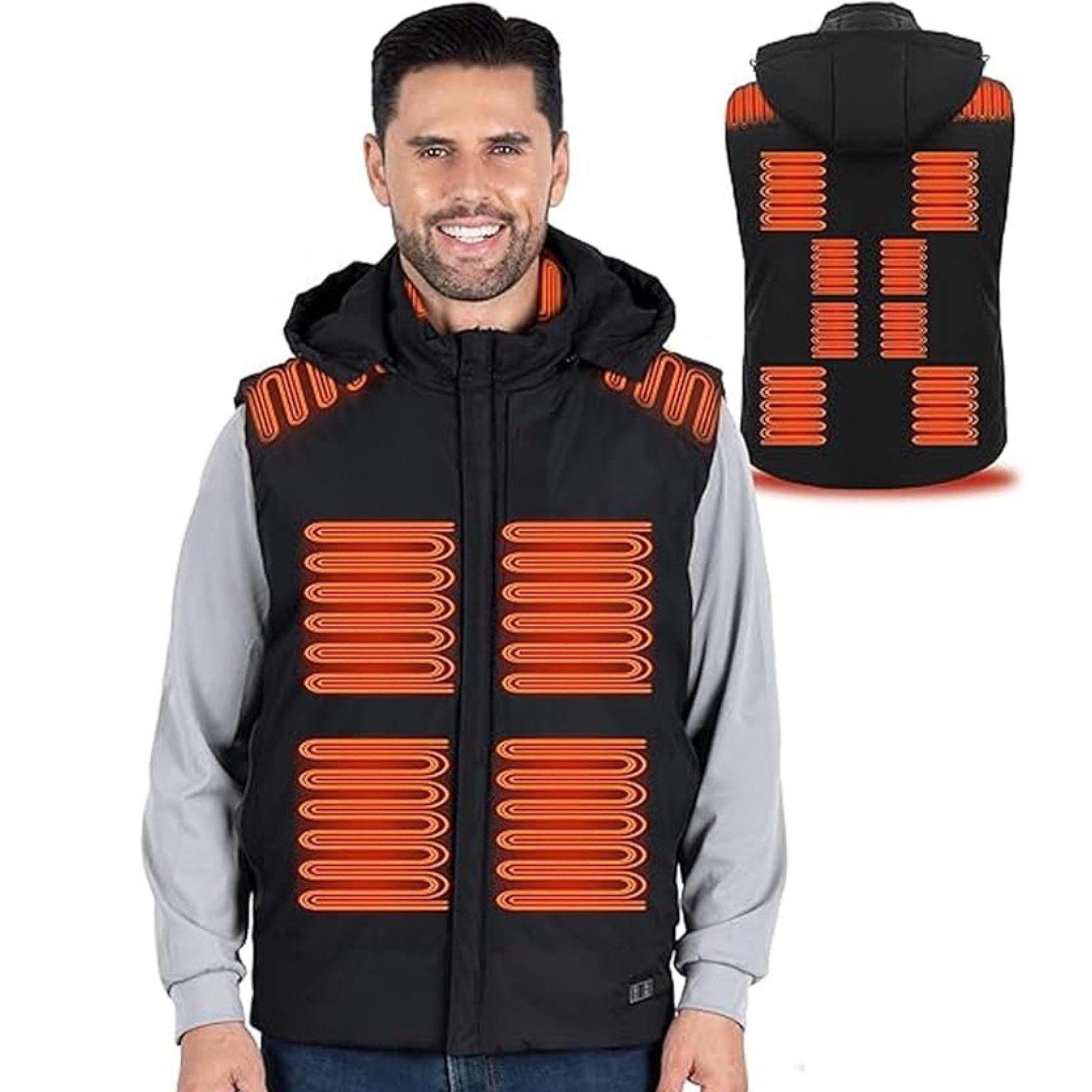 Vivitar Funktionsweste Wärmeweste, beheizte Jacke, Intelligente einstellbare 3 Heizzonen (Wärmejacke Winterweste für Drinnen und Outdoor Wandern, Weihnachtsgeschenk & geeignet für alle Gelegenheiten, (Ohne Akku) 17 Heizzonen und 3 Temperaturregler, warm,