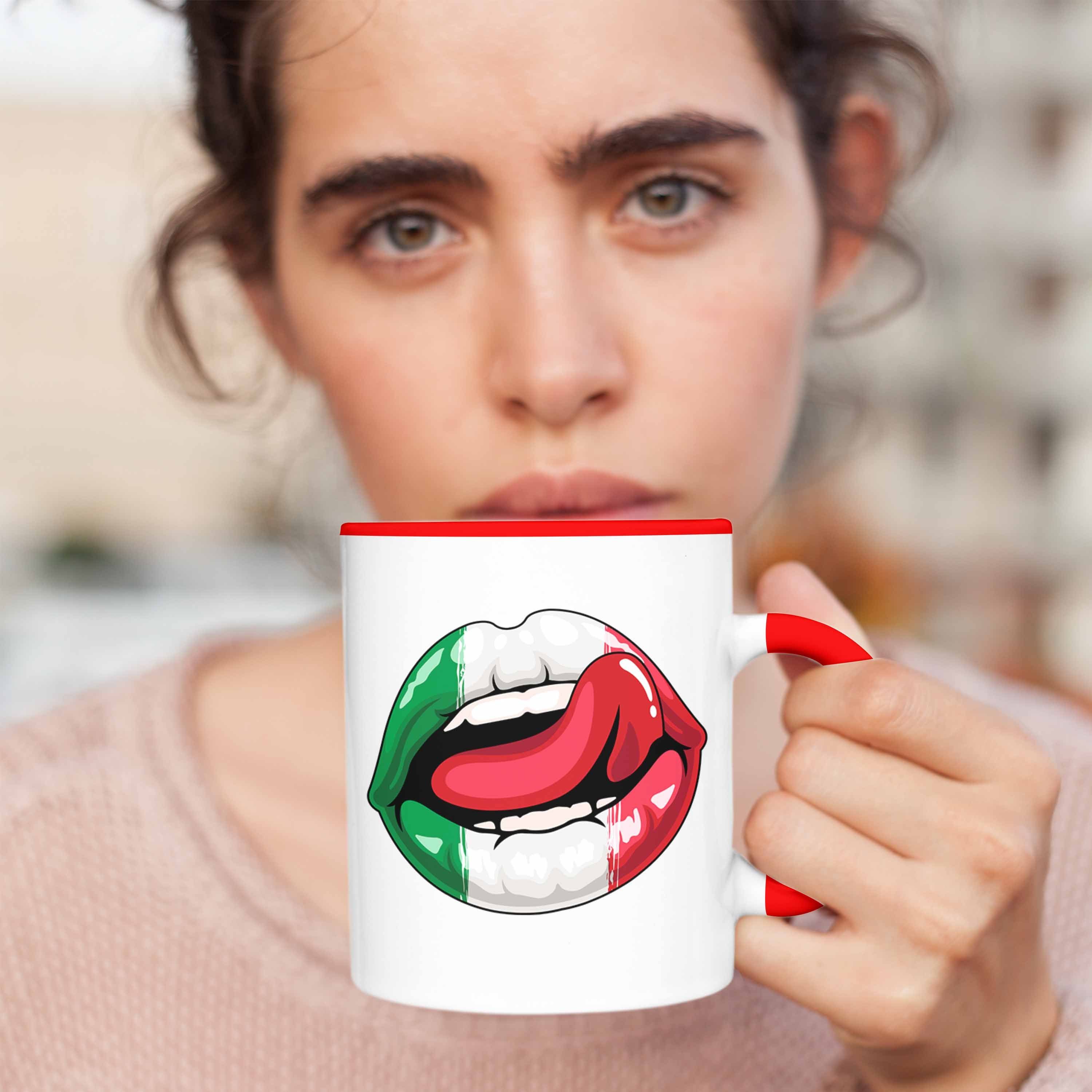 Geschenkidee Geschenk Tasse Lippen Rot Tasse Italien Italiener Trendation Sprüche
