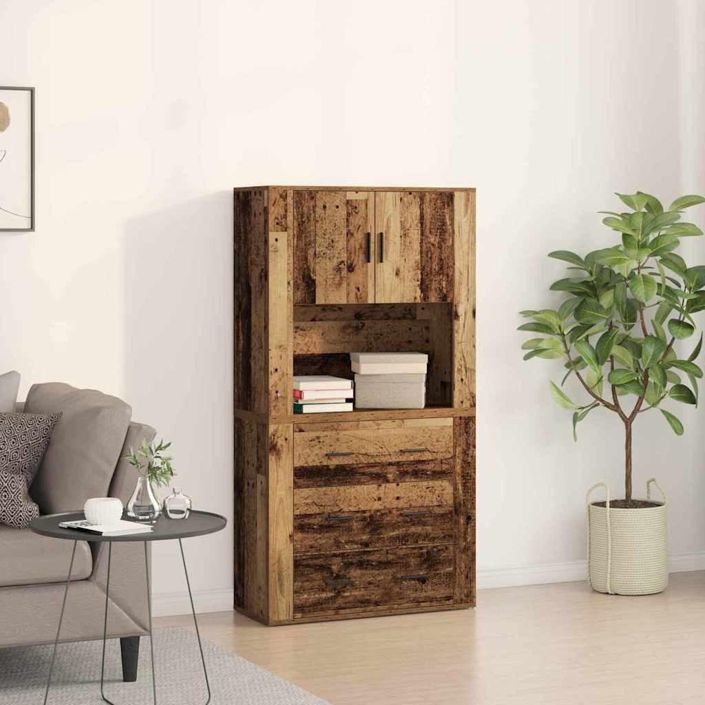 vidaXL Highboard Highboard Altholz 80 x 33 x 150 cm Holzwerkstoff (1 St)