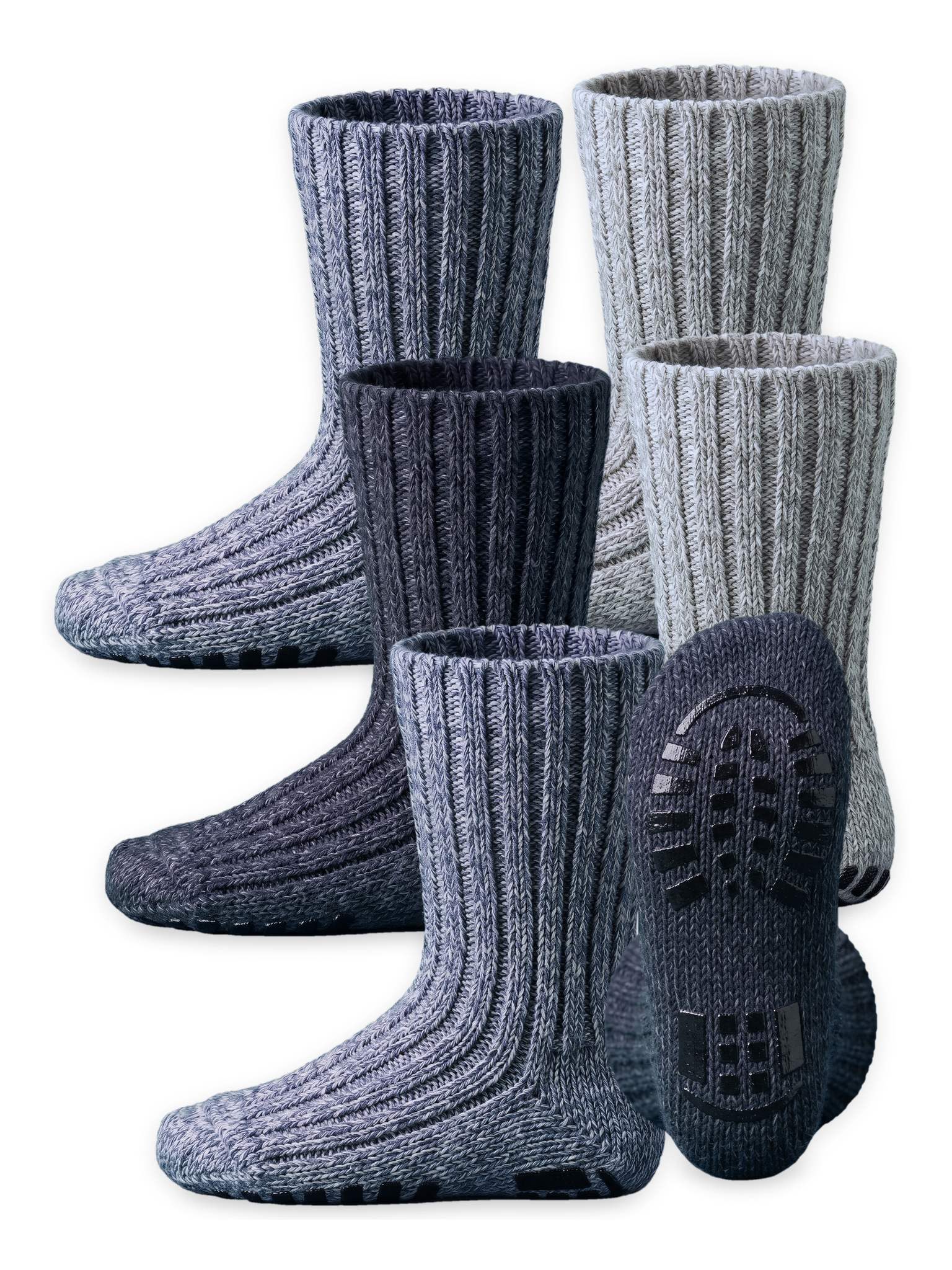 Black Snake Norwegersocken Dicke Wollsocken für Kinder und Babys auch als Rutschsocken mit Noppen (Socken-Set, 6-Paar, mit ABS Blau sortiert 15/18) Weich vorgewaschener Rippstrick für den Gummistiefel und für zu Hause