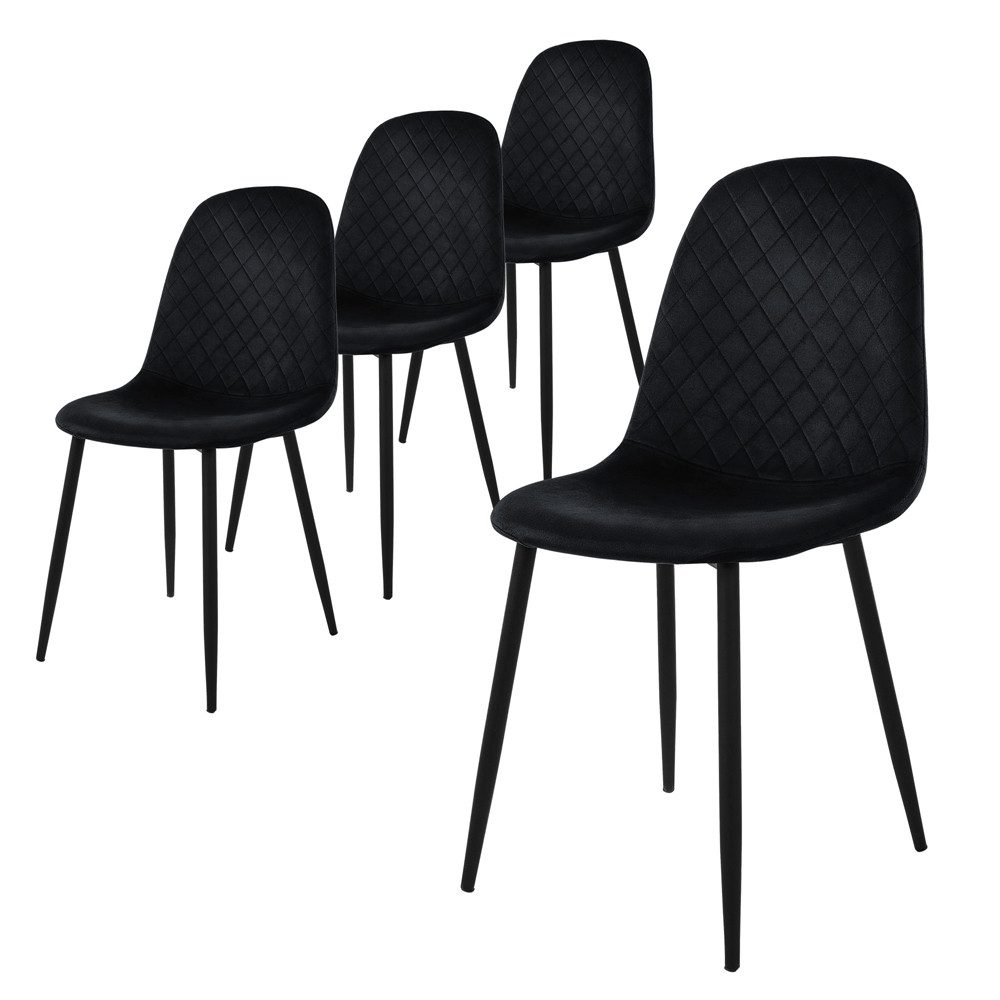 ML-DESIGN Stuhl Esszimmerstuhl mit Rückenlehne, Polsterstuhl mit Metallbeinen (4 St), Wohnzimmerstuhl ergonomisch Schwarz mit Samtbezug Küchenstuhl