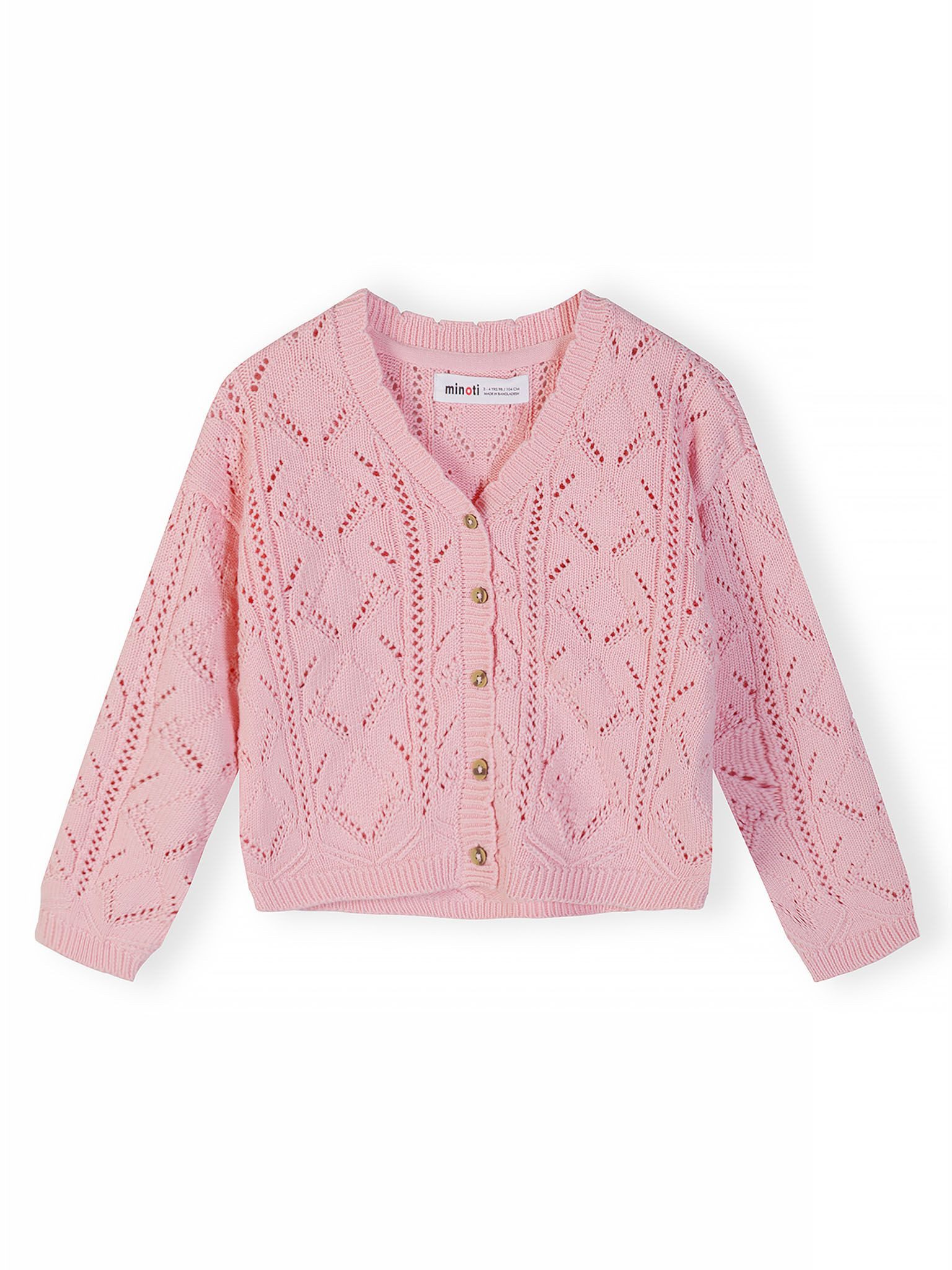 MINOTI Cardigan aus Baumwolle, für Mädchen mit Lochmuster, in Pastellfarben