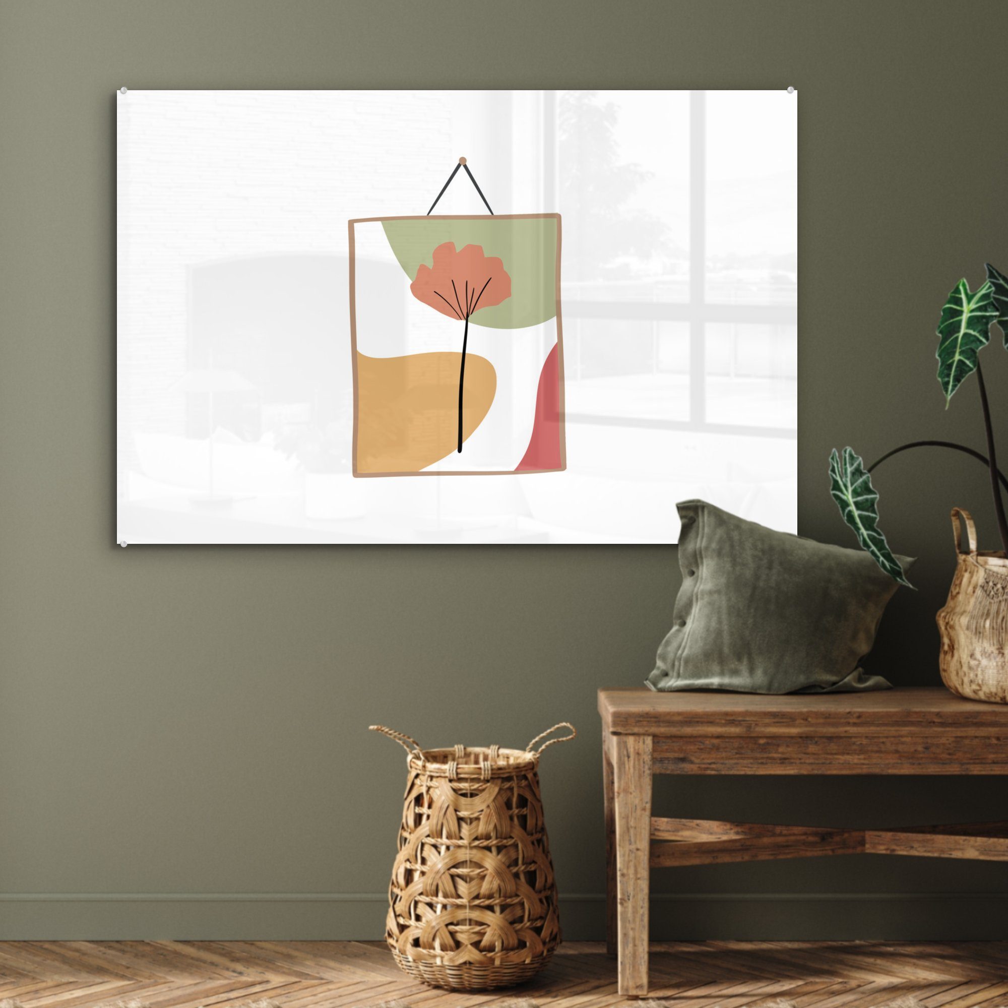 MuchoWow Blatt Rahmen & - Acrylglasbild St), - Schlafzimmer Pastell, (1 Wohnzimmer Acrylglasbilder