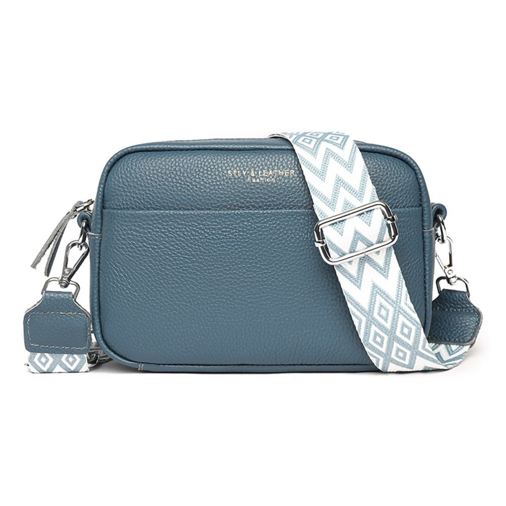 Blau mit breitem Umhängetasche Umhängetasche Handtasche Bag GelldG Schultergurt Crossbody