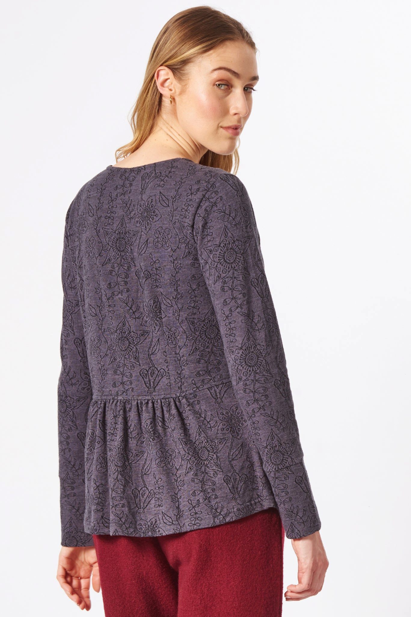 Cardigan Elegante Jerseyjacke Damen mit Jacquard-Muster aus Bio-Baumwolle