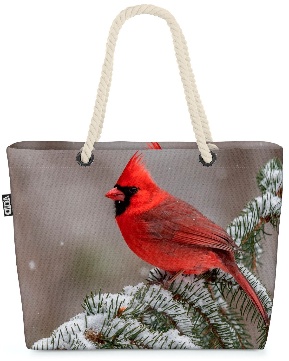 VOID Strandtasche (1-tlg), Kardinal Vogel Natur Kardinal Vogel Natur rot Tiere Wandern Ausflug R