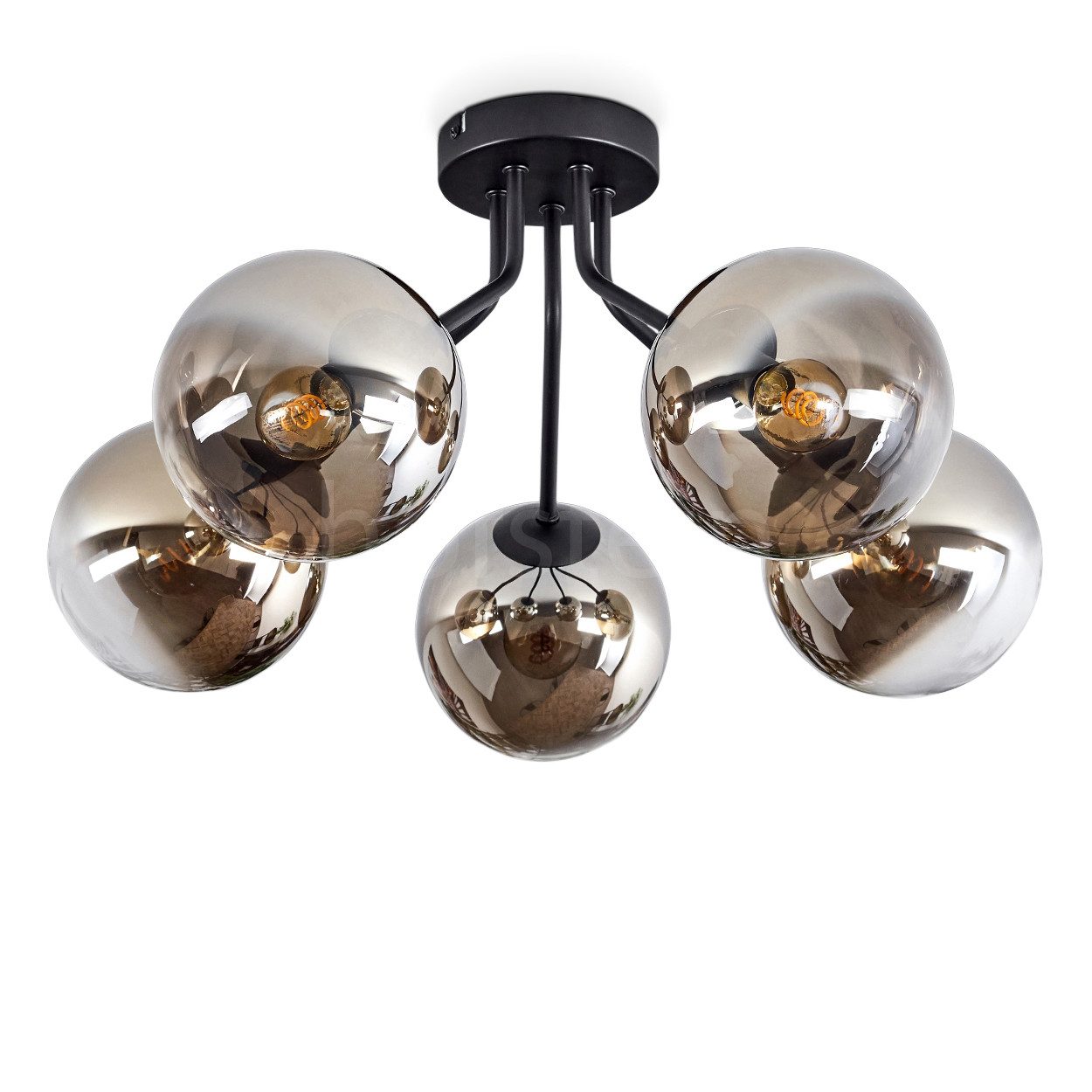 hofstein Deckenleuchte moderne Deckenlampe aus Metall/Glas in Schwarz/Rauch günstig online kaufen