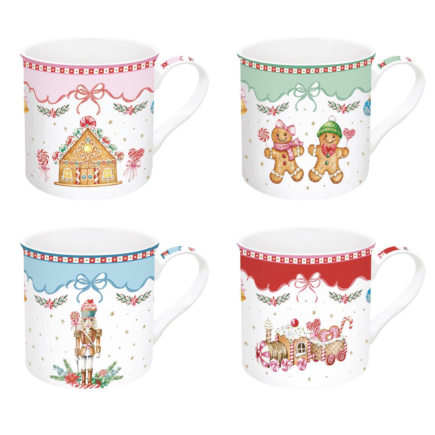 EasyLife Tasse Sweet Christmas, Porzellan, Spülmaschinengeeignet, Mehrfarbig, Motiv: Lebkuchenmännchen