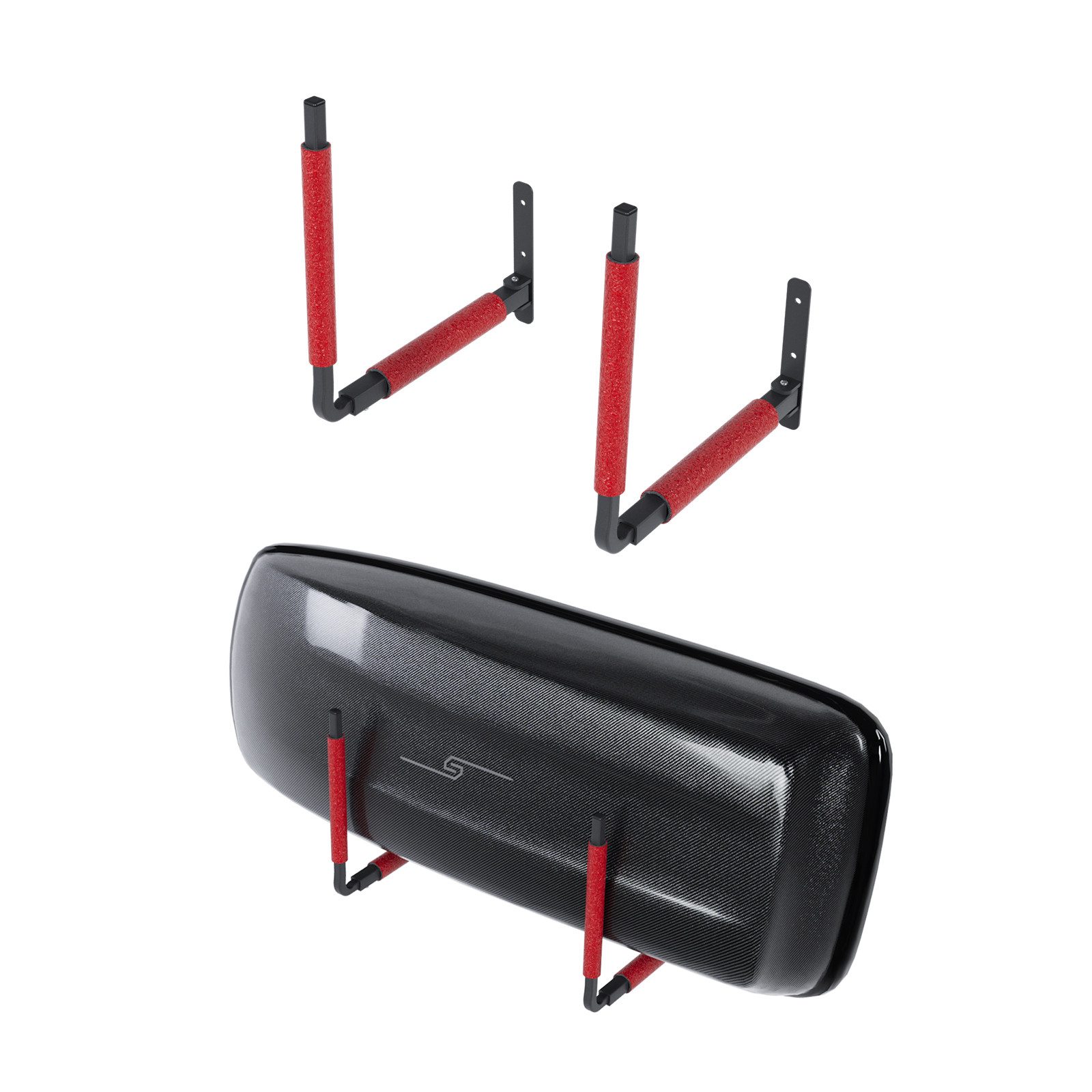 QLS Dachbox-Halterung BOX1, (Set, 2 Wandhalterungen, Montagesatz, für Dachkoffer Gartengeräte Skibox Sportgeräte Surfbrett iSUP)