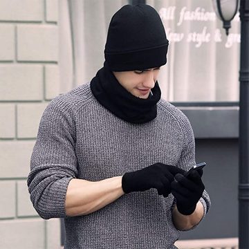 Lubgitsr Mütze & Schal Winter Warm Mütze Loop Schal und Touchscreen Handschuhe Set