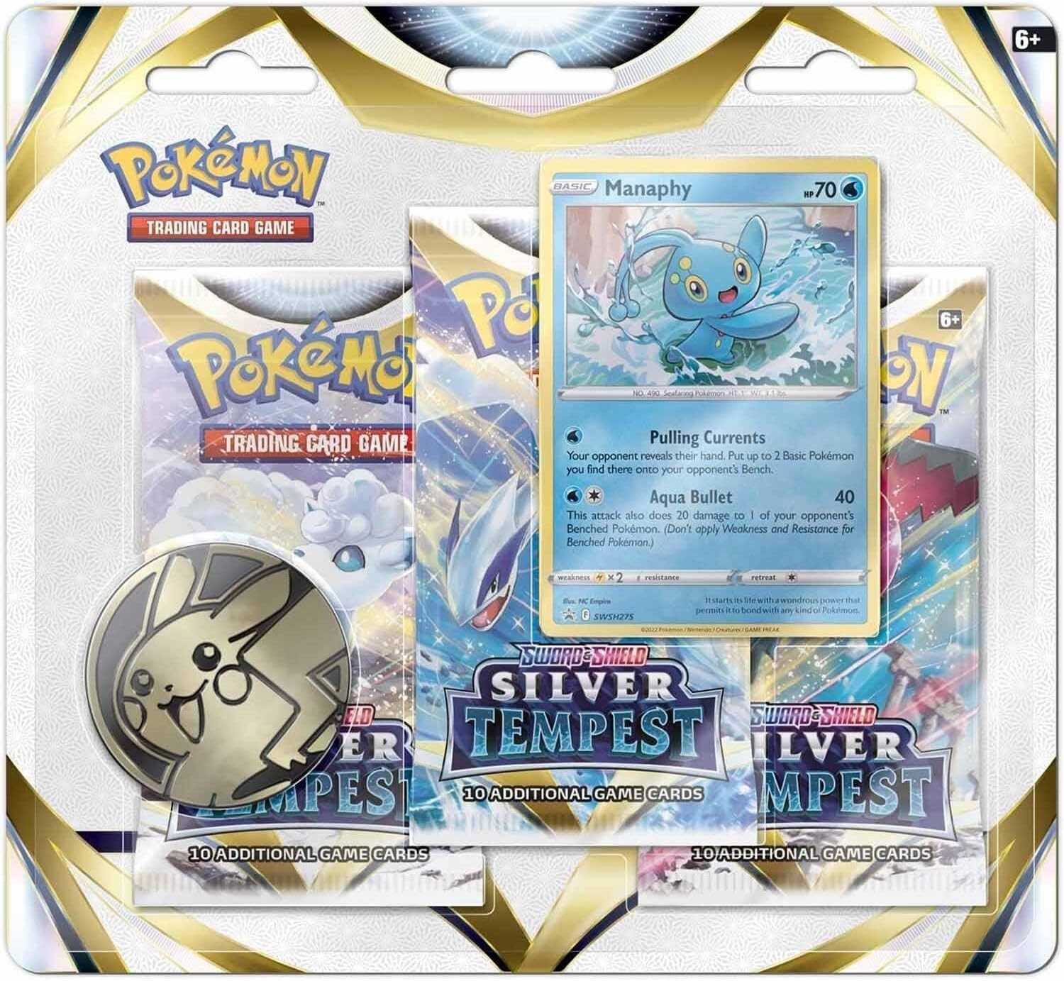 Nintendo Sammelkarte Pokémon Sword & Shield 12 Silver Temepst 3er Blister Manaphy Englisch