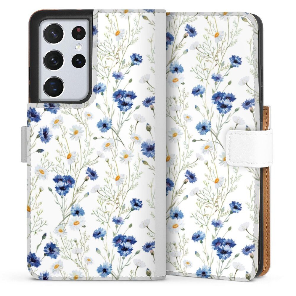 DeinDesign Handyhülle Muster Blume Blumen Flower Pattern 6, Samsung Galaxy S21 Ultra 5G Hülle Handy Flip Case Wallet Cover
