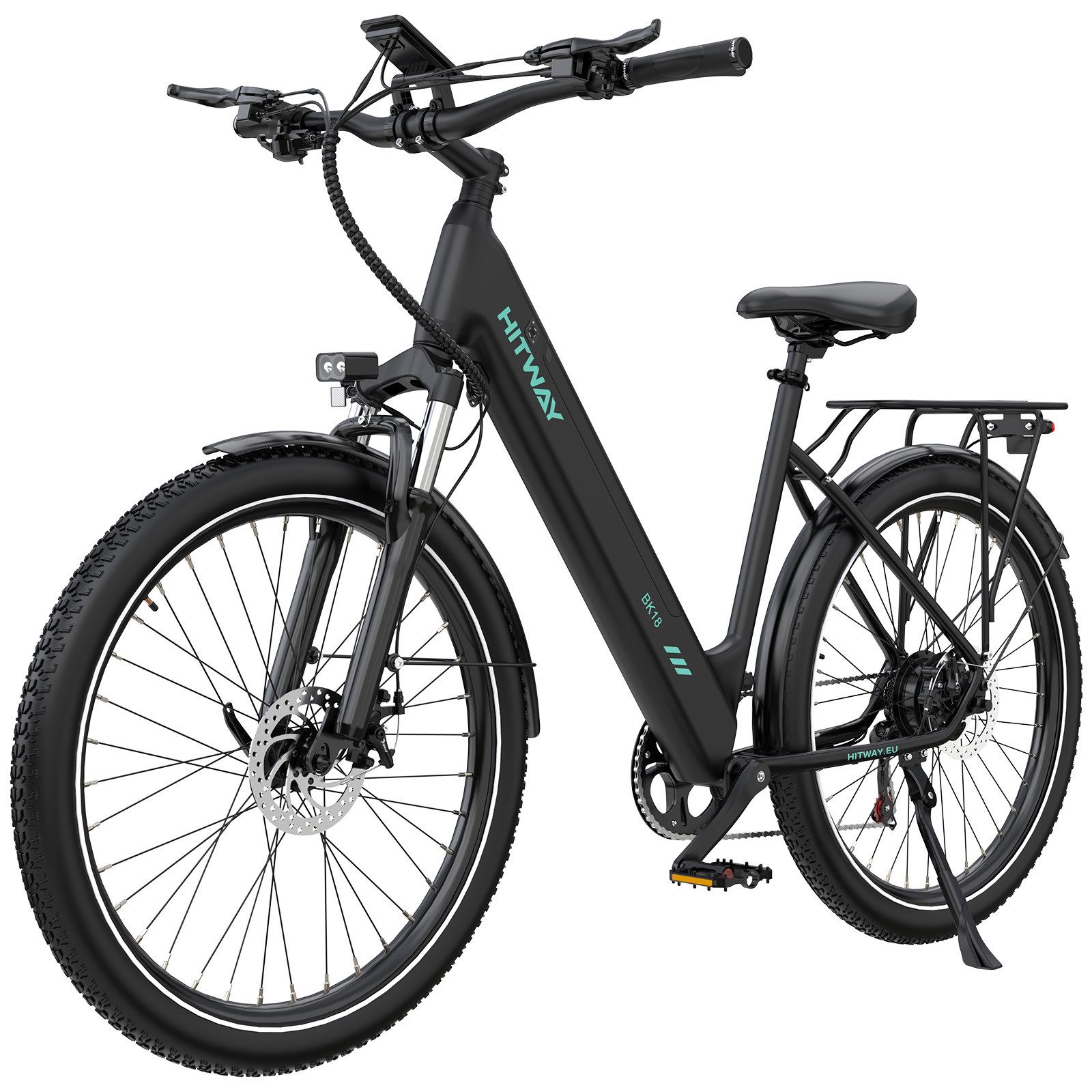 HITWAY E-Bike Cityrad 27,5 zoll Elektrofahrrad mit 36V13Ah Akku bis zu 60-100km E-Cityrad, 7 Gang shimano shimano Schaltwerk, Kettenschaltung, 250W Heckmotor, 468 Wh, Trekkingrad Pedelec für Damen u. Herren mit APP, NFC