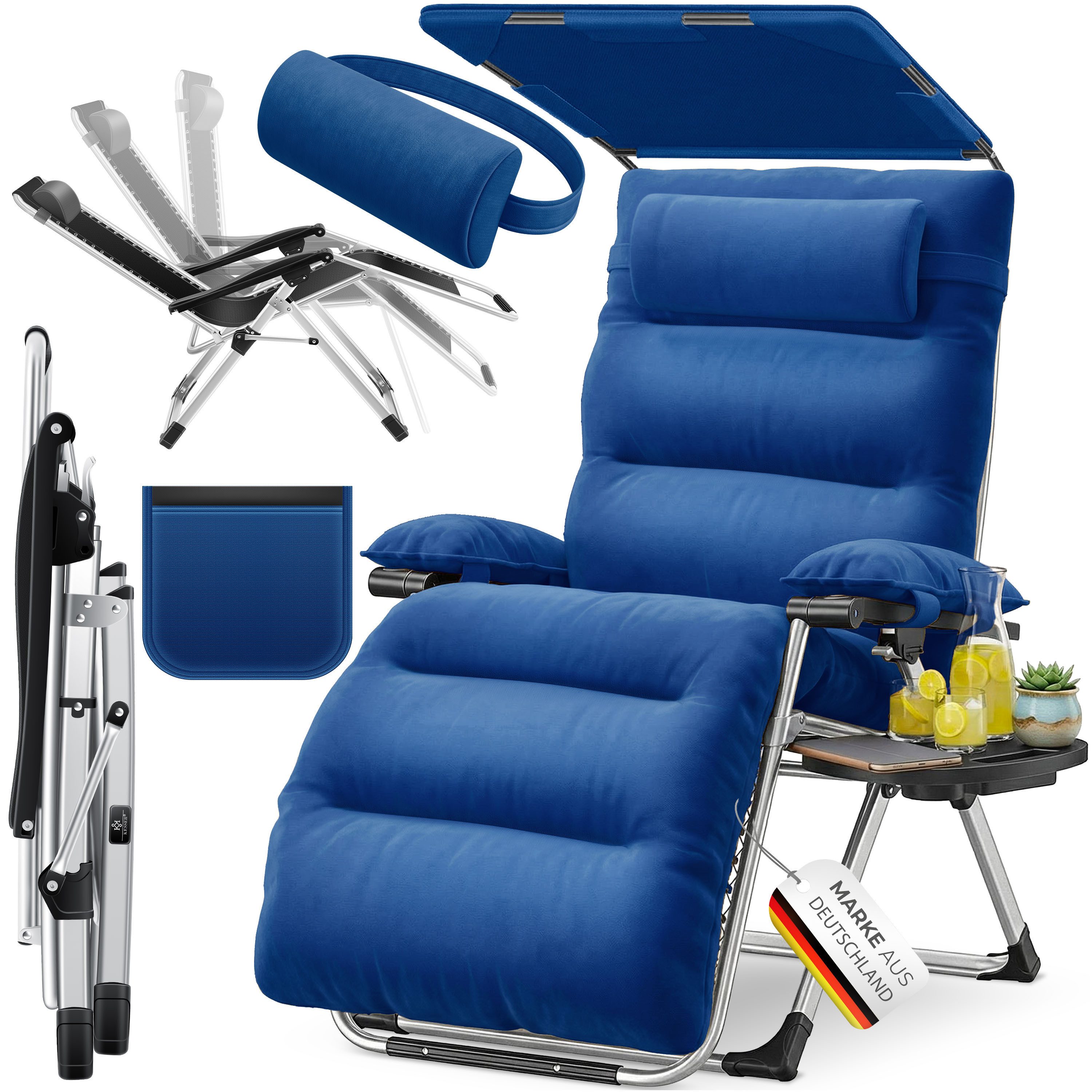KESSER Gartenliege, Sonnenliege Liegestuhl Klappbar + Nackenkissen Gartenstuhl