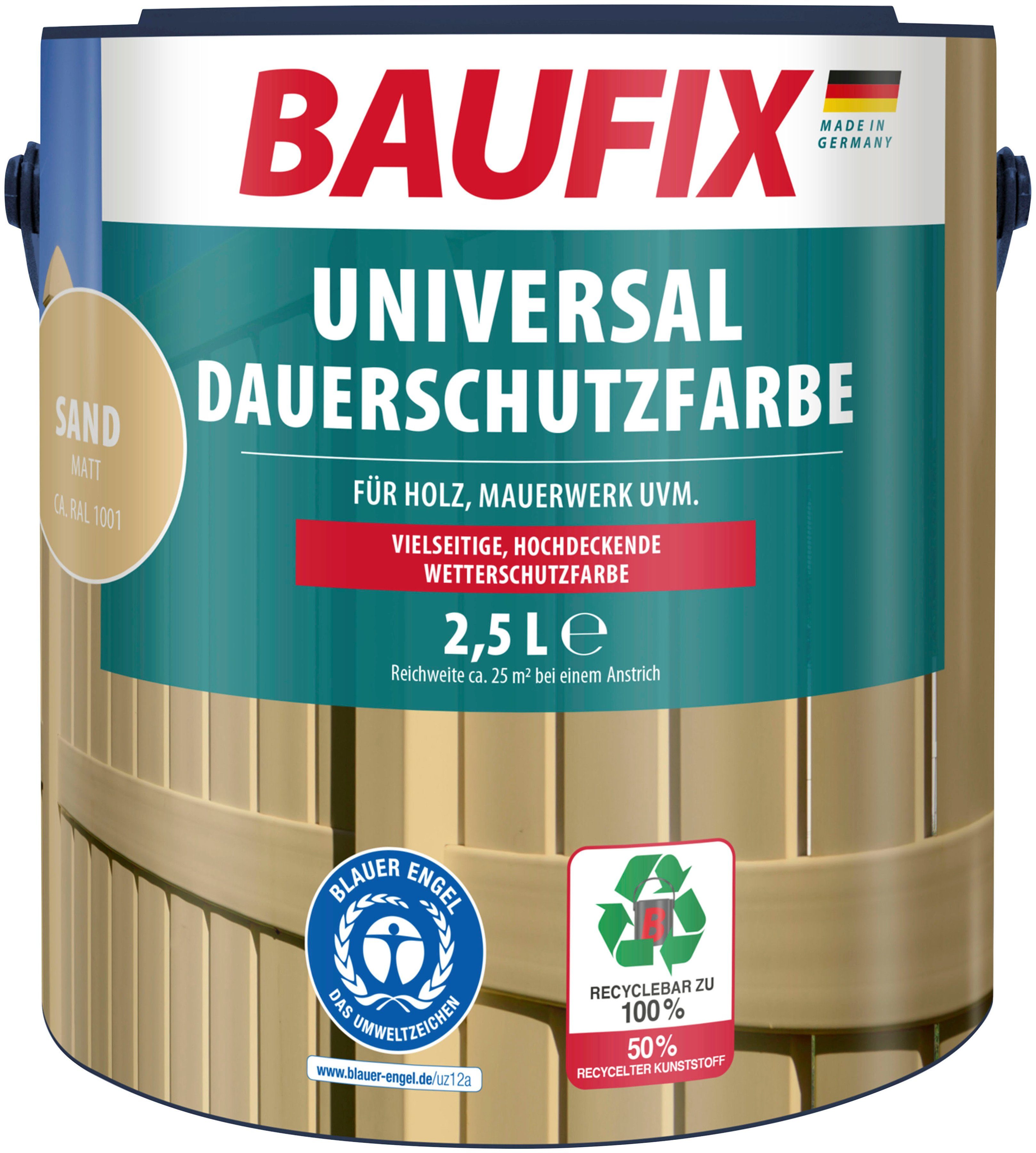 Baufix Wetterschutzfarbe Universal Dauerschutzfarbe, elastisch, UV wetterbeständig, matt 2,5L, beständig, sand